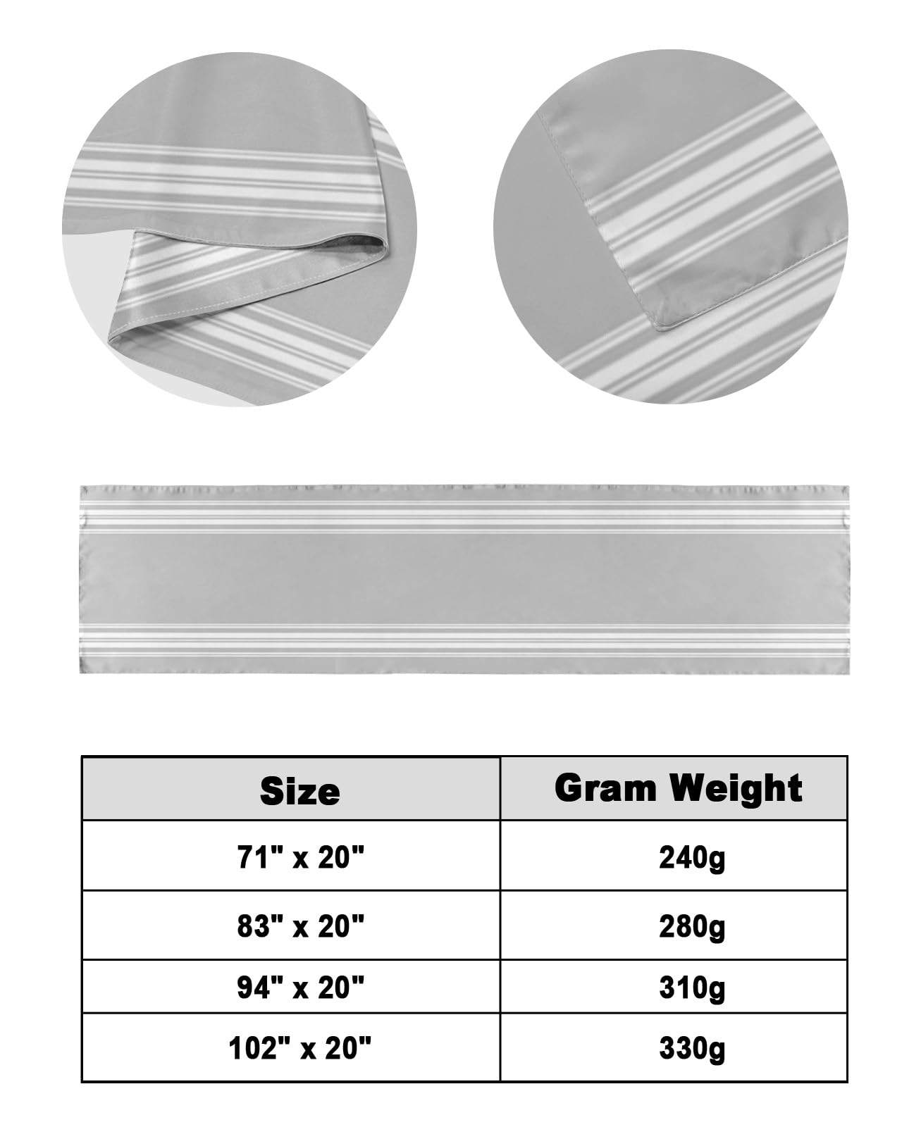 Luxury Grey Striped Bed Runner for Queen Size Bed - 83 x 20 Inch Modern Abstract Art Bed Scarf Throw - Soft Foot of Bed Cover for Hotel & Home Decor - Perfect for Guest Rooms, Master Bedrooms & Airbnb Styling