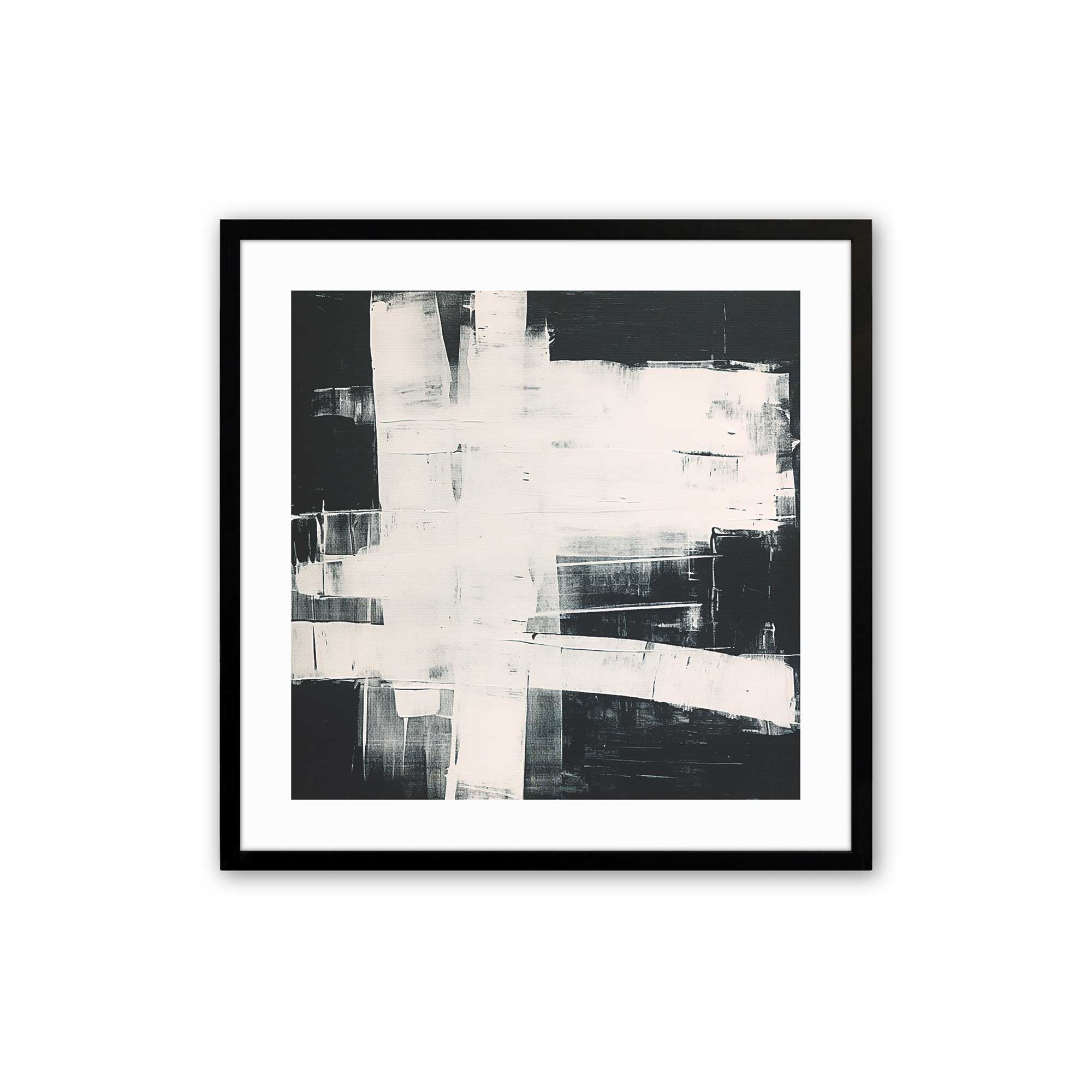 Eclipsed Onyx Tangle I Print - Abstract Black & White Wall Art for Modern Home & Office Decor
