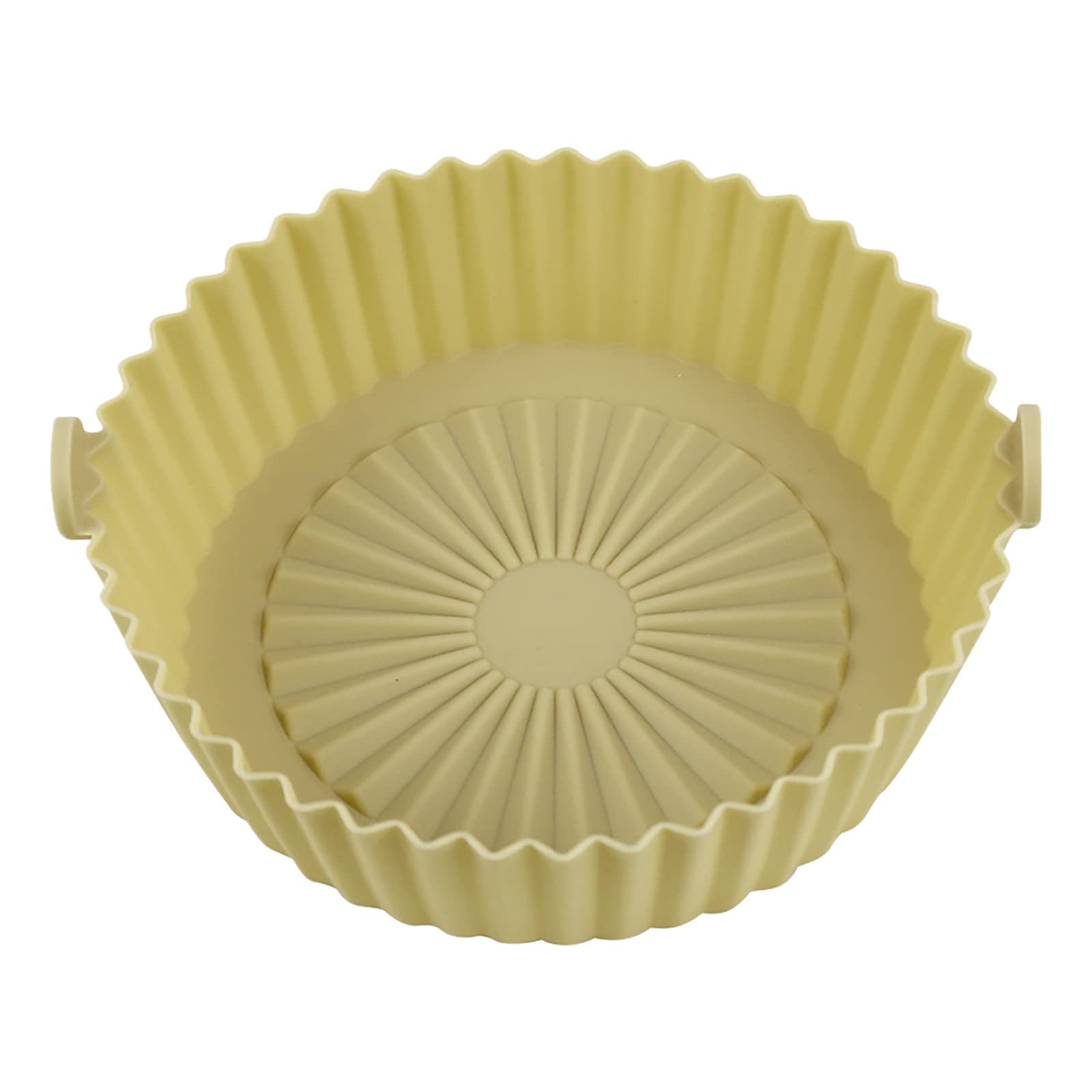Non-Stick Silicone Air Fryer Basket Liner - 6 Inch Mustard Yellow, Heat Resistant & Reusable Air Fryer Accessories for Healthy Cooking - Perfect for Roasting, Baking, and Frying in Air Fryers & Ovens