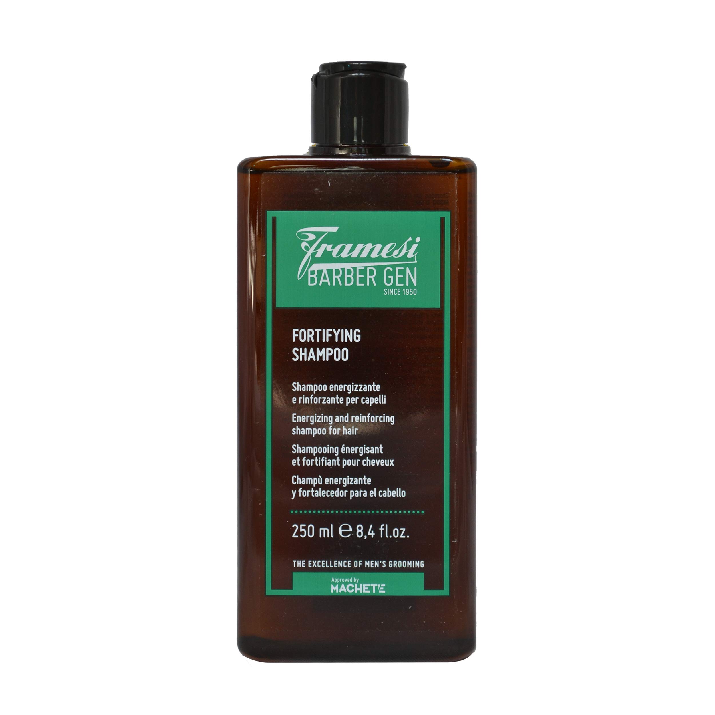 Framesi Barber Gen Fortifying Shampoo 8.4 fl oz - Strengthening & Thickening Shampoo for Men with Fine or Thinning Hair - Professional Salon Quality Hair Care for Daily Use at Home or Barbershop