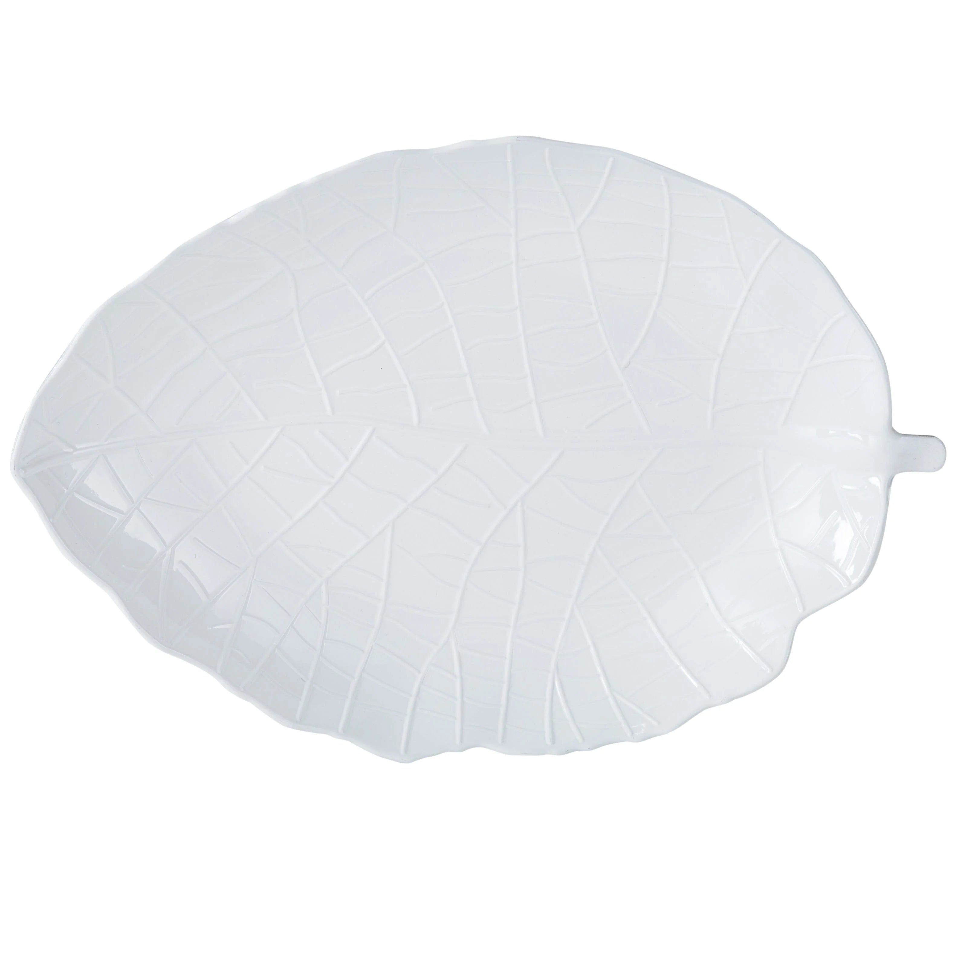 White Leaf-Shaped Serving Tray - Elegant Appetizer Platter for Parties, Weddings, and Home Decor