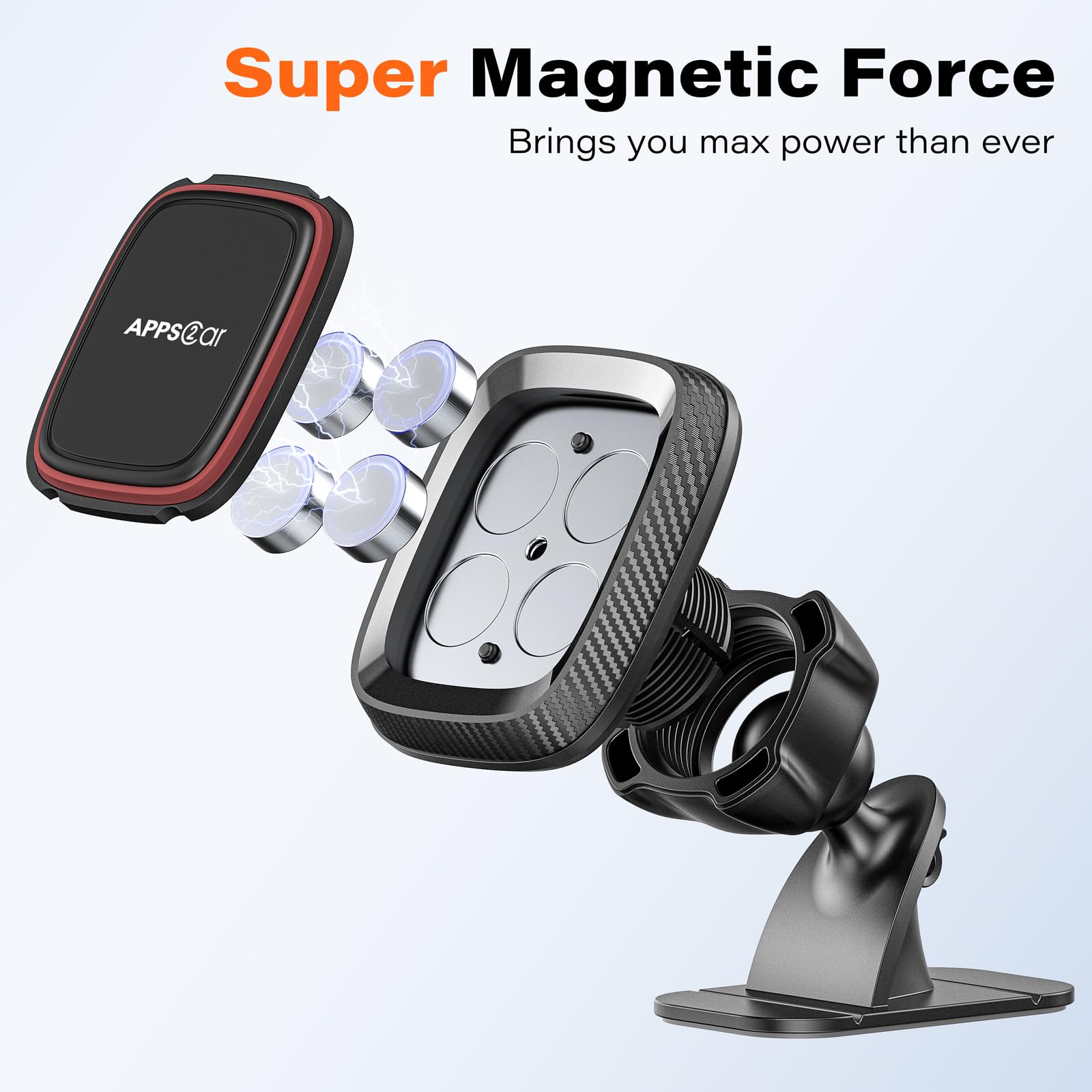 [2 Pack] Super Strong Magnetic Phone Holder for Car - APPS2Car Dashboard Phone Mount with VHB Adhesive | Compatible with iPhone & Samsung | Perfect for Commuting, Road Trips & GPS Navigation
