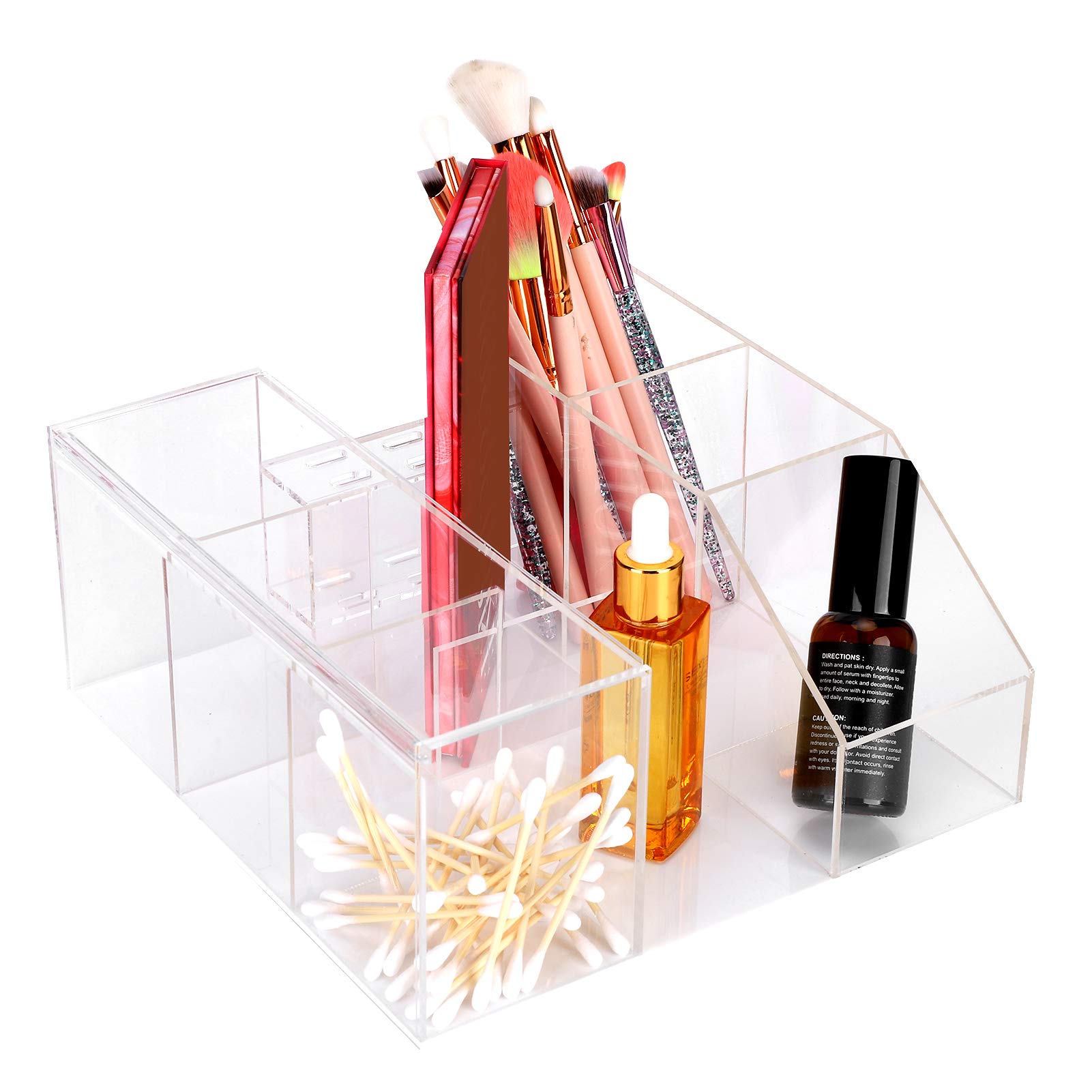 ZJchao Acrylic Eyelash Organizer - Beauty Vanity Makeup Storage Box with Lipstick Holder & Eyelash Grafting Tool Display for Home, Salon, and Professional Use | Perfect for Lash Artists, Makeup Enthusiasts & Cosmetic Organization