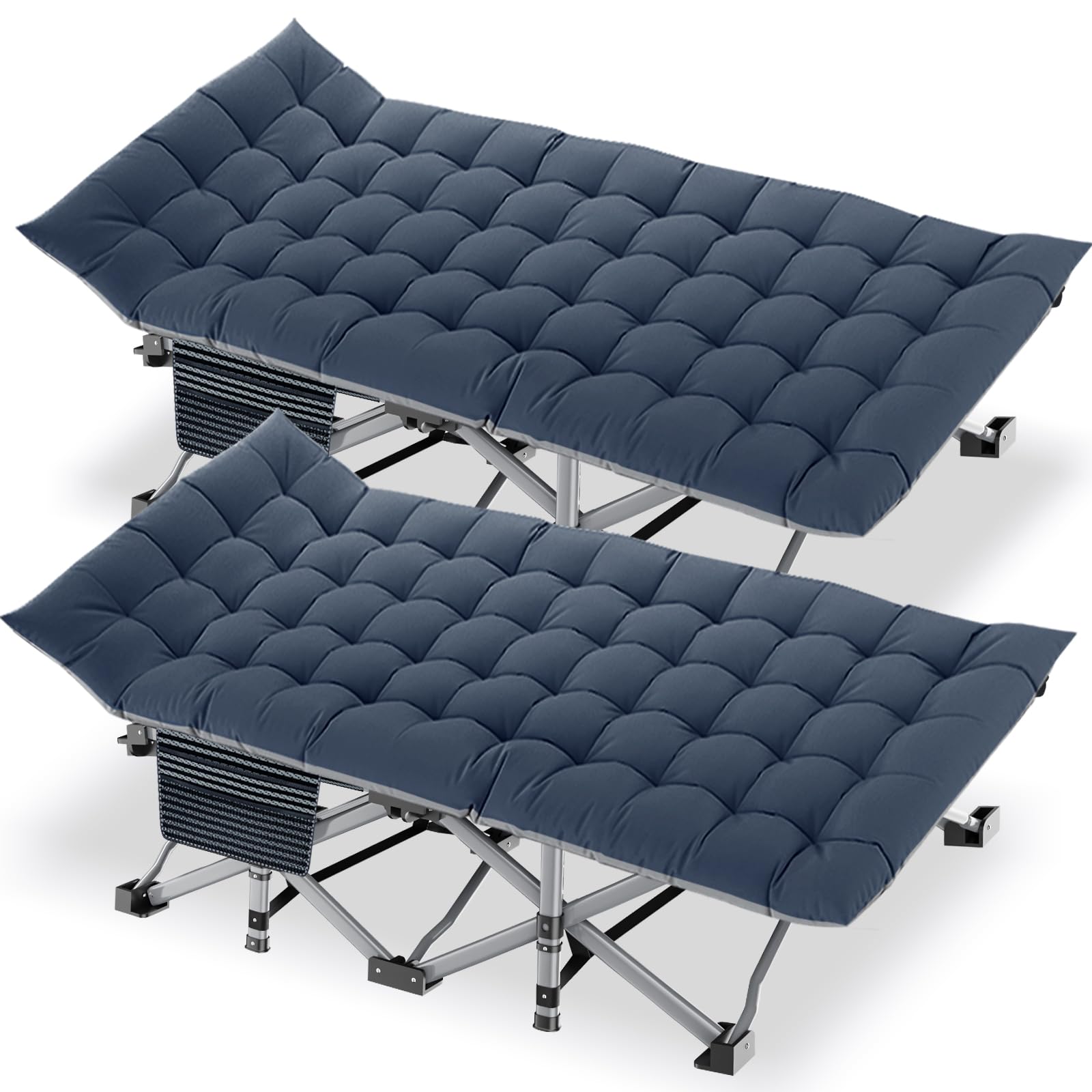 DoCred Folding Camping Cot with Mattress - 2 Pack Heavy Duty Portable Sleeping Cot Bed for Adults - Outdoor Travel Camp Cot with Carry Bag - Perfect for Camping, Hiking, and Emergency Preparedness