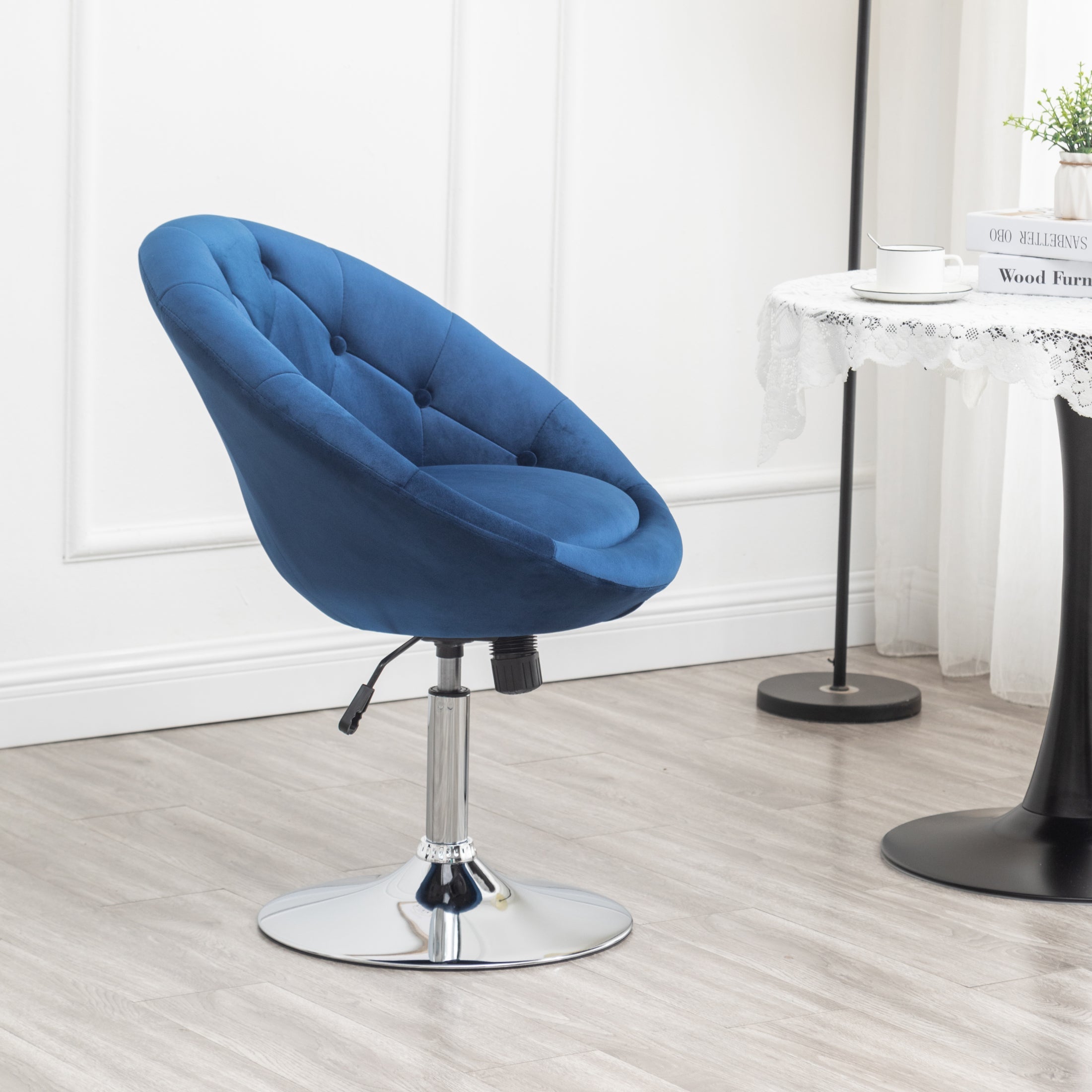 Roundhill Furniture Noas Velvet Upholstered Tufted Back Swivel Accent Chair - Modern Living Room Lounge Chair for Home Office, Bedroom & Reading Nook