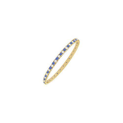 14K Yellow Gold Sapphire and Diamond Eternity Bangle - 2.00 CT TGW | Elegant Stackable Bracelet for Women, Perfect for Weddings, Anniversaries & Special Occasions