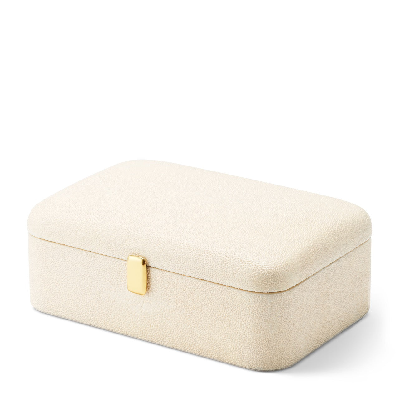 Elegant Cream Abella Shagreen Small Jewelry Box - Perfect for Organizing Rings, Necklaces & Earrings on Dresser or Vanity