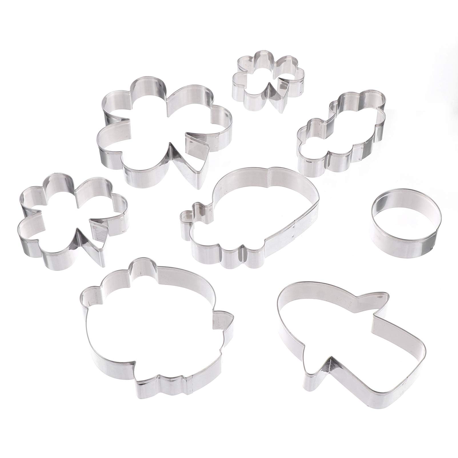 8-Piece Hemoton Cookie Cutter Set - Stainless Steel Baking Molds for Cookies, Chocolate, Fondant & Biscuits | Embossed Designs | Perfect for Holiday Baking, DIY Desserts & Party Treats