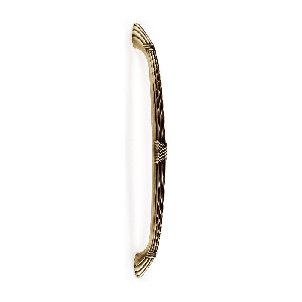 D112-AP-PA Traditional Appliance Pull Ribbon & Reed Handle - Polished Antique Brass Finish for Kitchen Cabinets, Dressers & Furniture Hardware