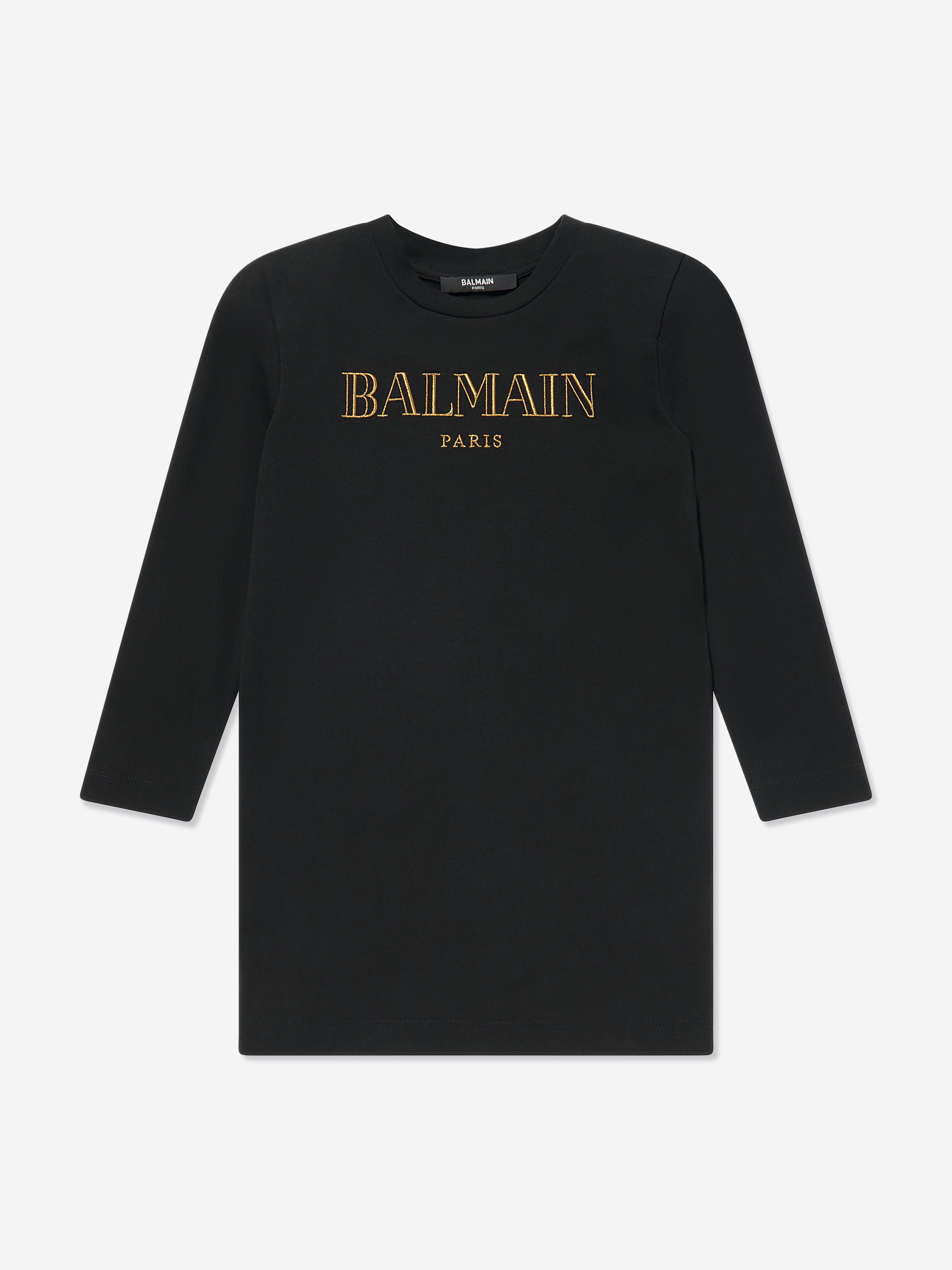 Balmain Girls Black Logo Dress - Stylish & Elegant for Parties, School, and Special Occasions