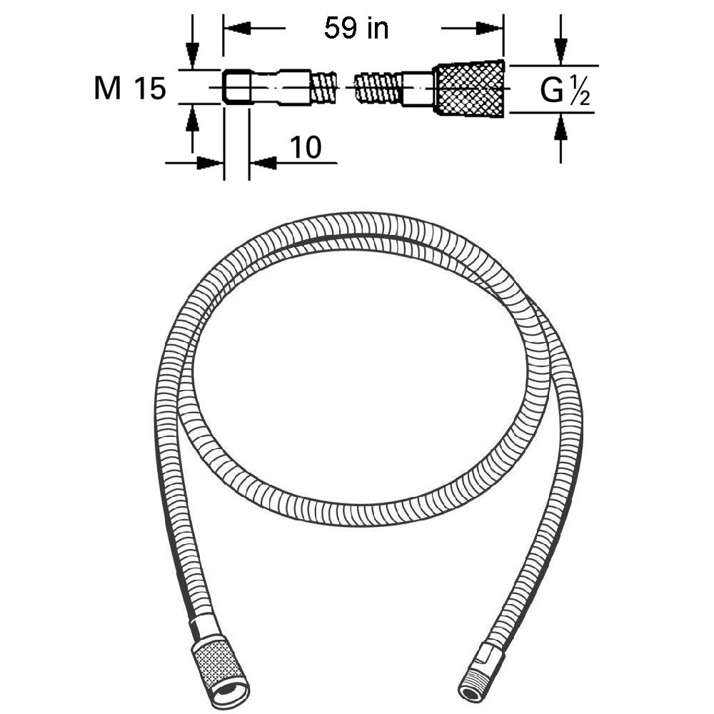 Grohe Ladylux & Alira Sink Faucet Replacement Hose - 59-Inch Pull-Out Spray Kitchen Faucet Hose with Starlight Chrome Finish | Durable & Leak-Proof | Perfect for Kitchen Sink Upgrades & Faucet Repairs
