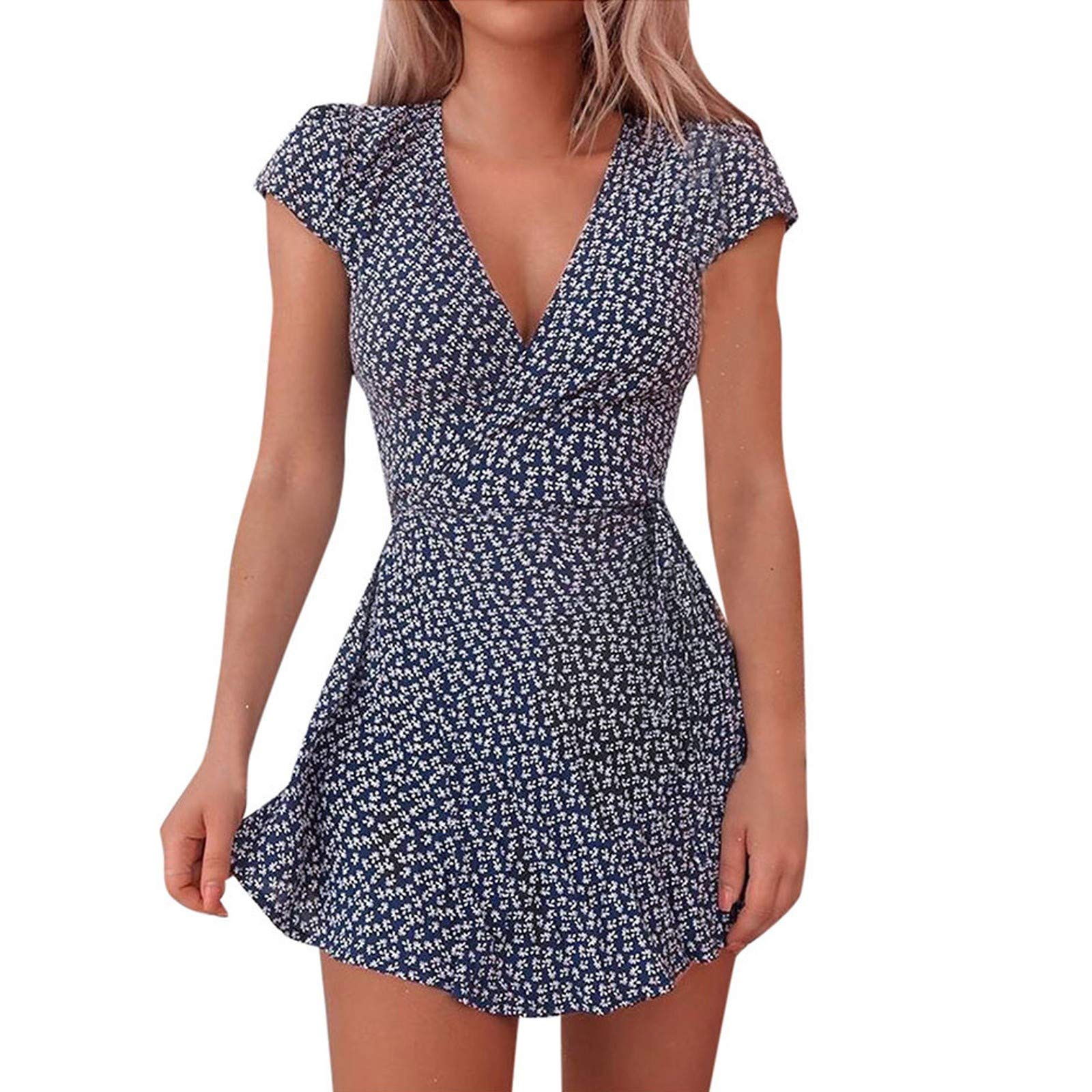 Xiloccer Women's Floral Print Boho Summer Dress 2021 - Casual Beach Sundress & Cocktail Party Dress for Women | Perfect for Vacations, Outdoor Events & Date Nights