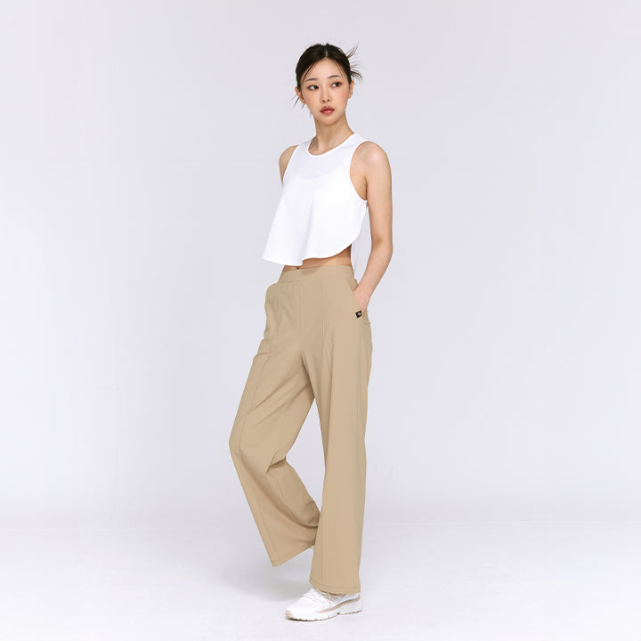 Stylish Women's Tricot Pintuck Wide Leg Pants - Comfortable High Waisted Palazzo Trousers for Office, Travel & Casual Wear