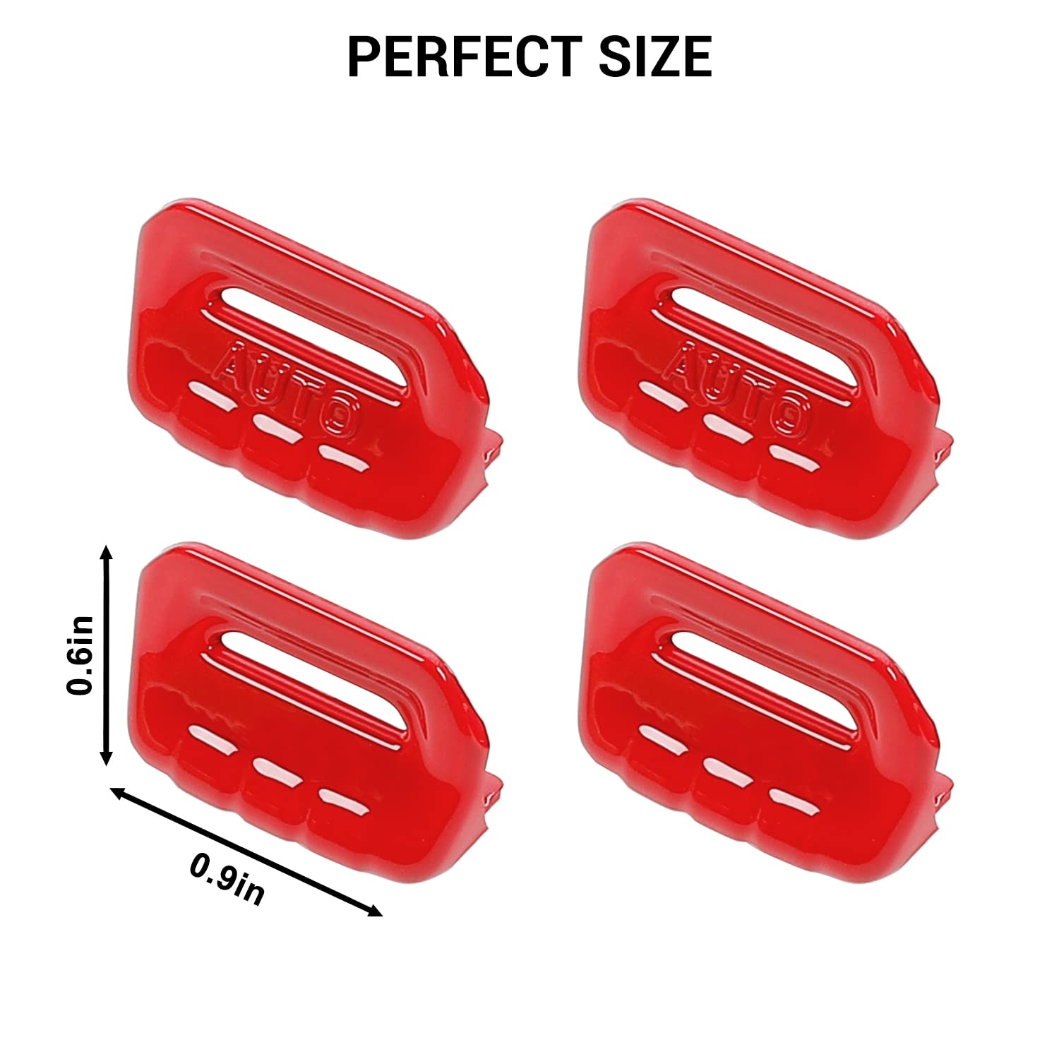 Jeep Wrangler JL/JLU (2018-2024) & Gladiator JT (2020-2024) 4-Piece Red Center Console Window Button Switch Cover Trim Kit - Interior Accessories for Enhanced Style & Protection - Perfect for Off-Roading & Daily Driving
