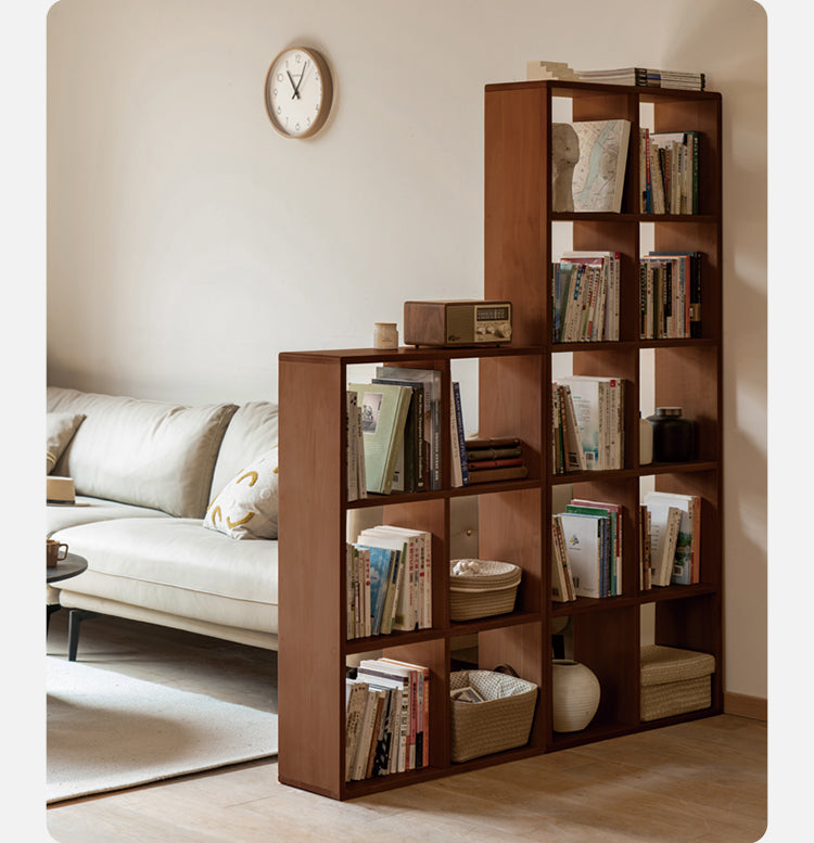 Solid Wood Bookshelf - Beech & Oak Bookcase with Free Combination - Perfect for Home Office, Living Room, and Library Storage