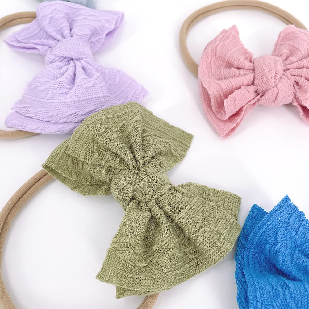 Katutude Baby Girls Headbands Hair Bows - Soft Elastic Nylon Hair Accessories for Newborns, Infants & Toddlers (11cm x 10cm, Pink) | Perfect for Photos, Parties & Everyday Outfits