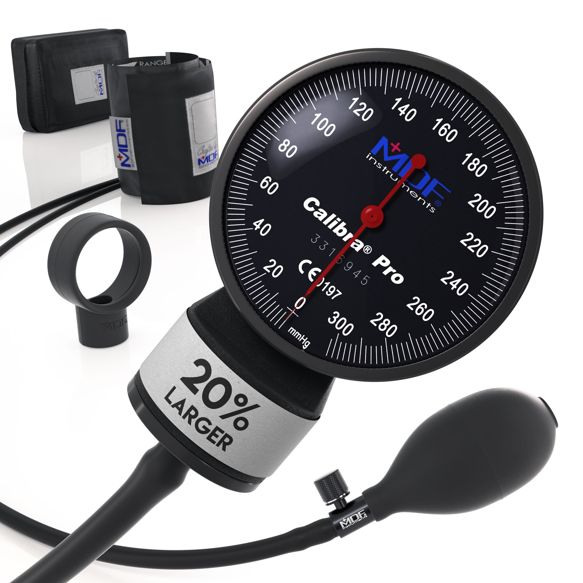 Calibra® Pro Sphygmomanometer - Professional Blood Pressure Monitor for Home & Clinic Use - Accurate Digital BP Cuff Machine for Adults - Black