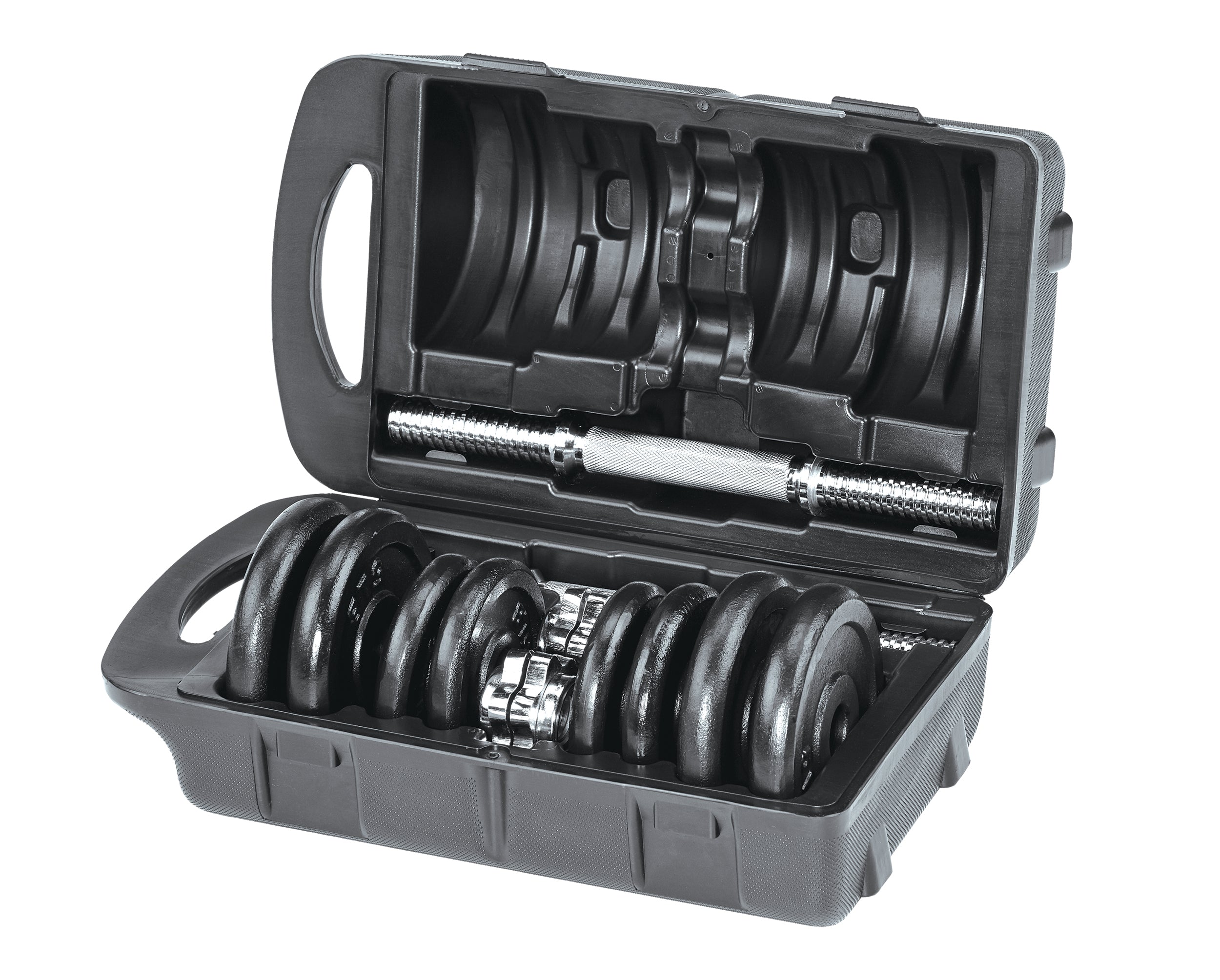 PRCTZ 40lb Adjustable Cast Iron Dumbbell Set with Storage Case - Home Gym Equipment for Strength Training, Weight Lifting & Fitness Workouts