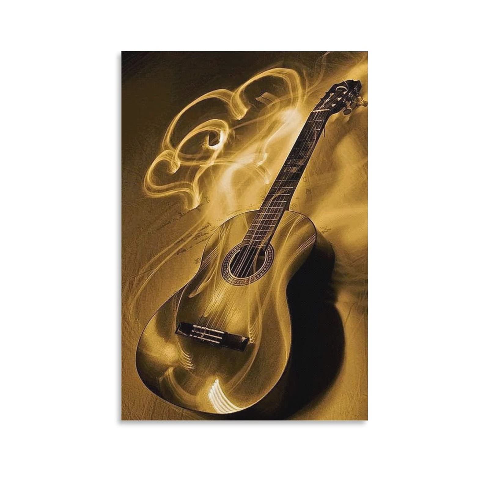 Guitar Art Poster - Aesthetic Music Wall Decor for Bedroom & Living Room - 12x18 Inch (30x45cm) Unframed Canvas Painting - Perfect for Musicians, Music Lovers & Home Decor