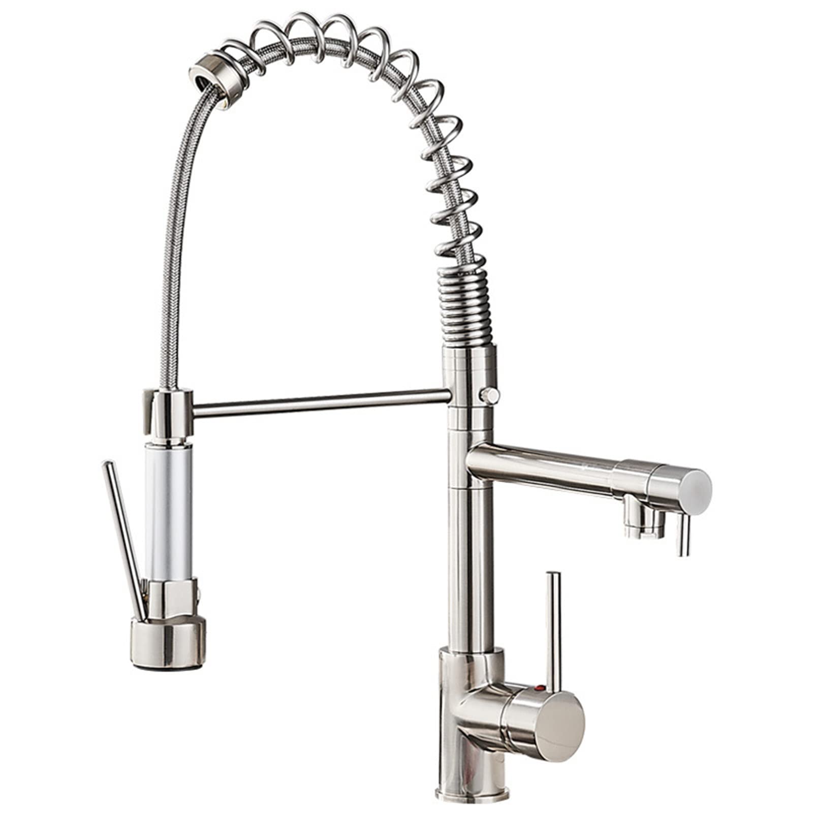 Commercial Kitchen Faucet with Pull Down Sprayer - Brass Deck Mounted Sink Tap with Hot/Cold Water & Standard Fittings - Perfect for Restaurant, Home & RV Kitchens