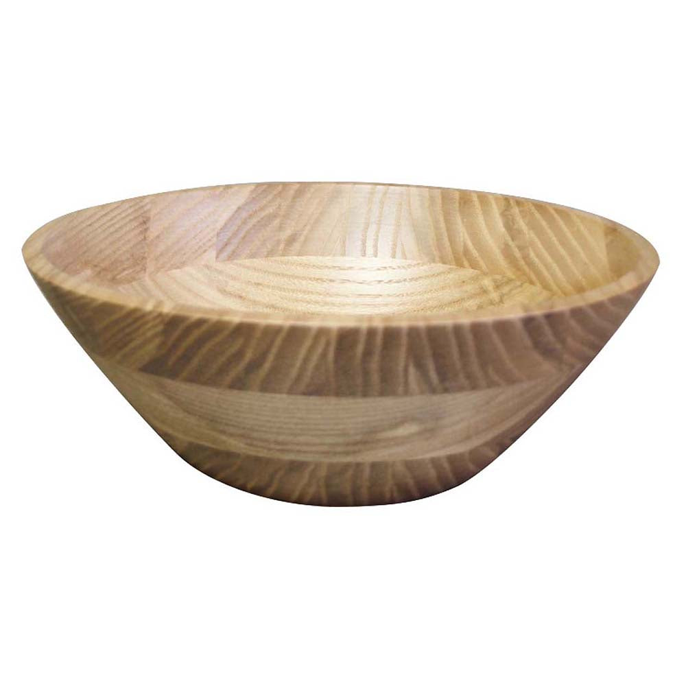 Premium White Ash Salad Bowl with Flat Edge - Handcrafted Wooden Serving Bowl for Salads, Pasta, Fruits & Snacks - Perfect for Dining, Entertaining & Kitchen Decor