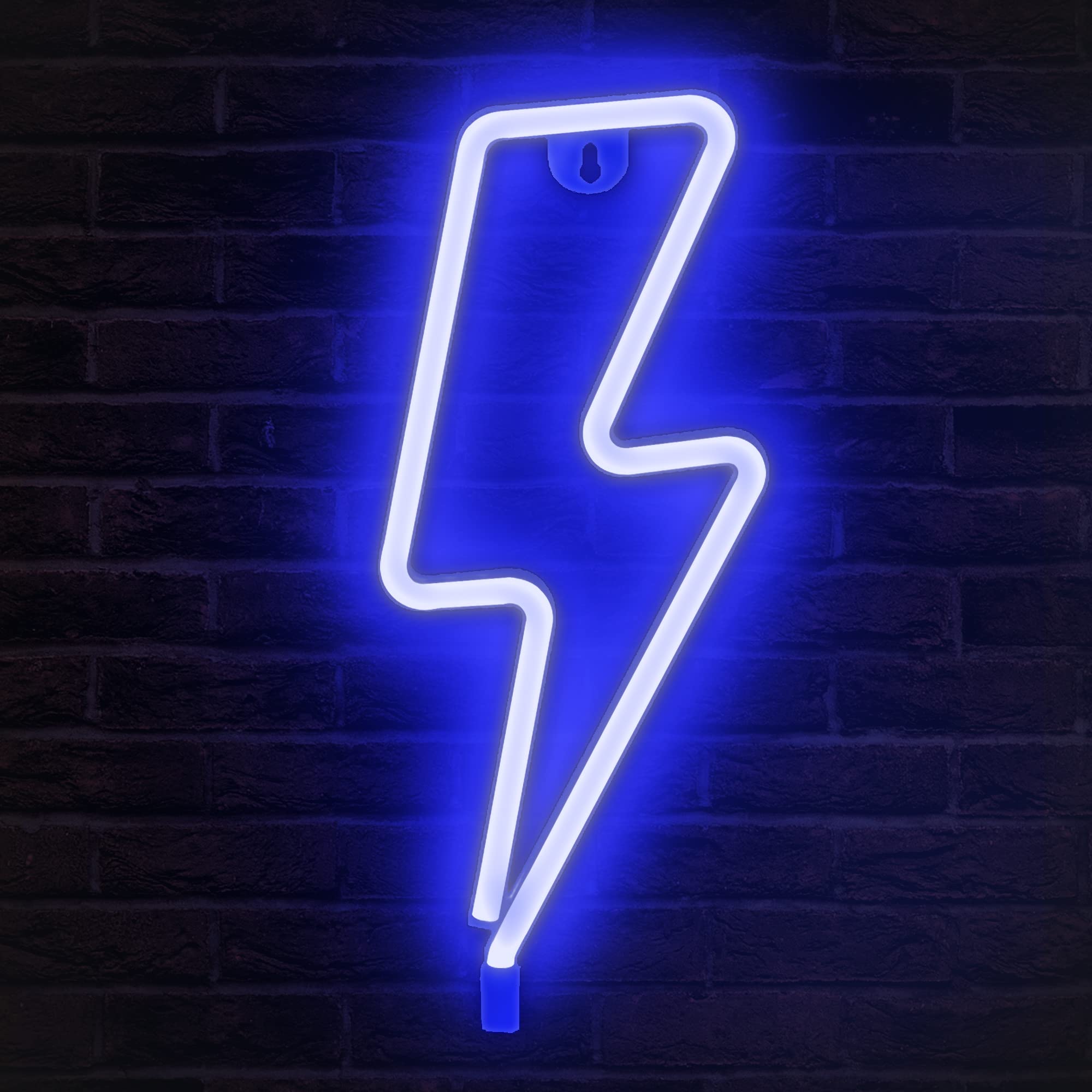 Lumoonosity USB-Powered Blue Lightning Bolt Neon Sign - LED Wall Decor with On/Off Switch for Bedroom, Gaming Room, Bar & Man Cave - Cool Neon Lights for Home Decor, Party Setup & TikTok Backgrounds