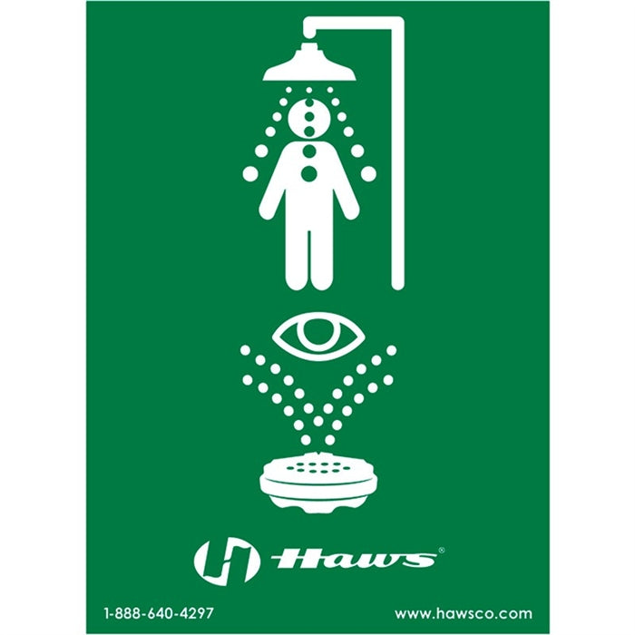 Haws SP178 Combination Eyewash & Safety Shower Sign - ANSI Compliant Emergency Equipment Label for Workplace Safety - Perfect for Laboratories, Factories, and Industrial Facilities