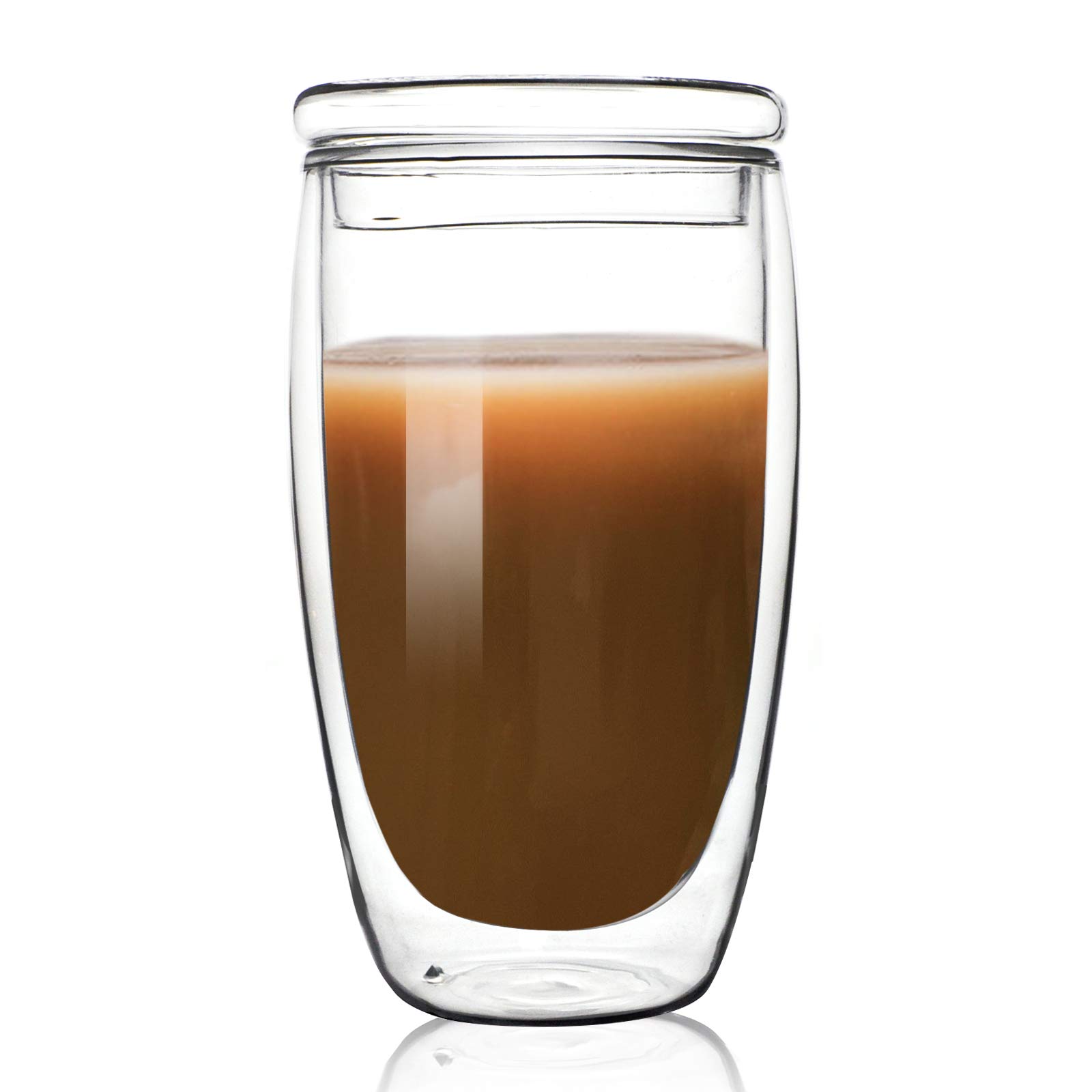 Premium Double-Walled Borosilicate Glass Coffee Mug - 15oz Insulated Cup for Hot & Iced Drinks - Perfect for Coffee, Tea, Milk - Ideal for Home, Office & Outdoor Use