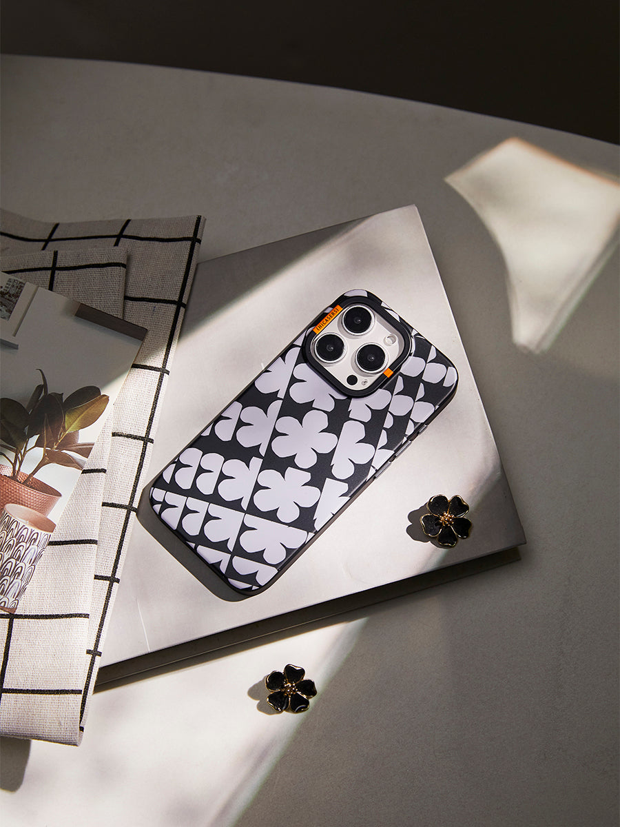 Lilac Gray Windowpane & Blossoms Phone Case - Trendy Floral Design for iPhone & Samsung - Perfect for Spring & Everyday Use