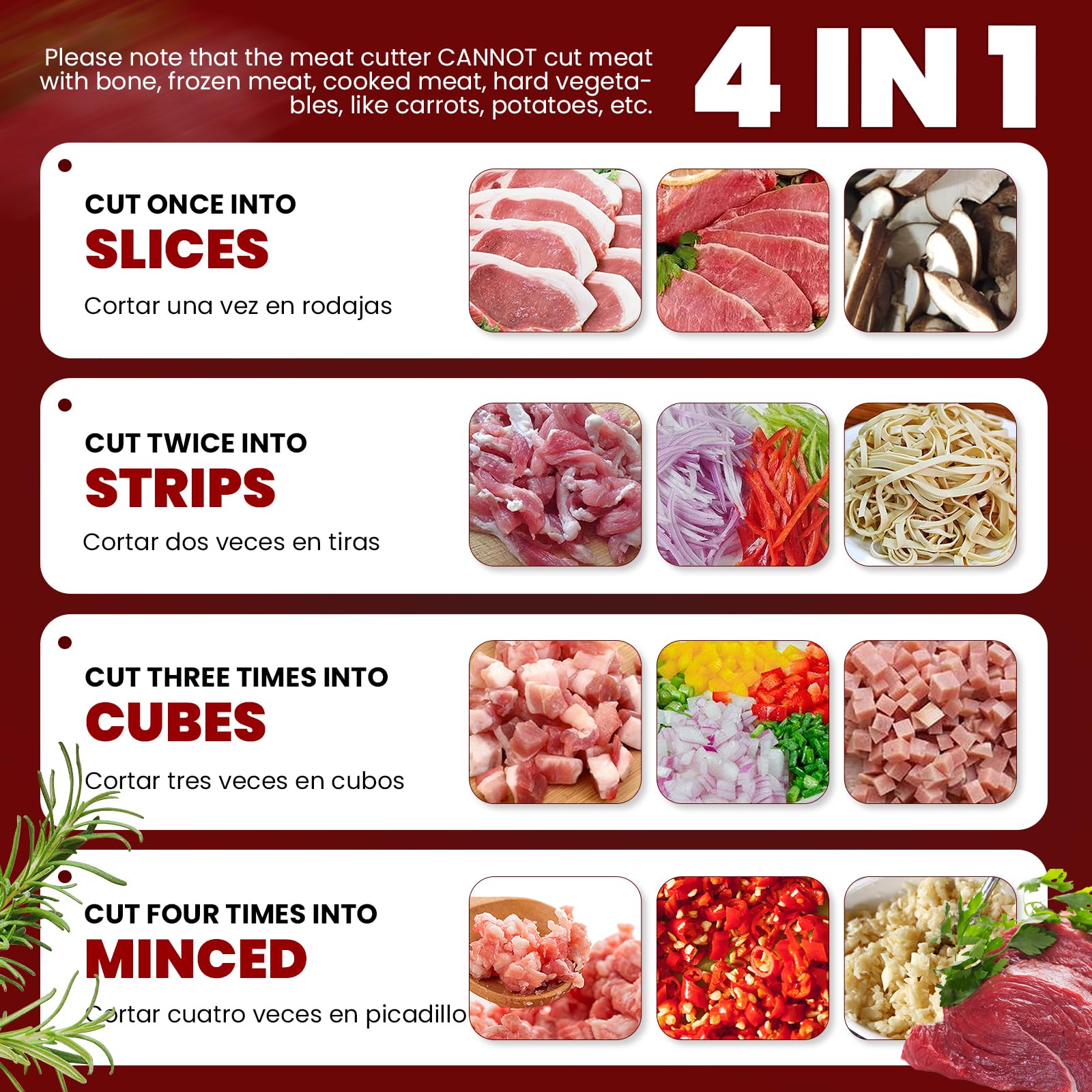 NEWTRY Commercial Meat Cutter Machine 1100 lbs/Hour - Heavy Duty Restaurant Meat Grinder for Slicing, Dicing & Mincing Beef, Pork & Poultry - Perfect for Butcher Shops, Delis & Food Processing (Multiple Blade Sizes Available)