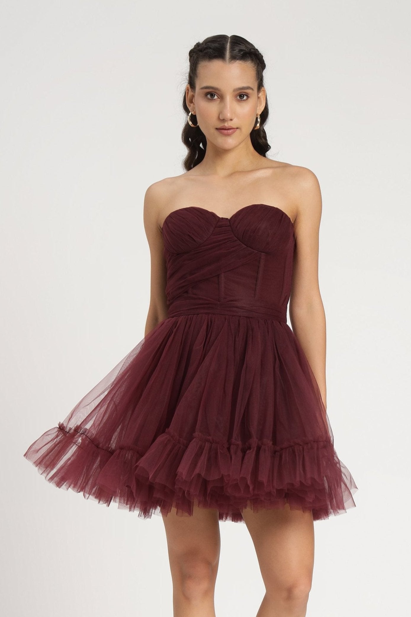 Lauren Plum Tulle Mini Dress - Elegant Party Dress for Women, Perfect for Weddings, Prom & Evening Events | SEO-Optimized Fashion Attire