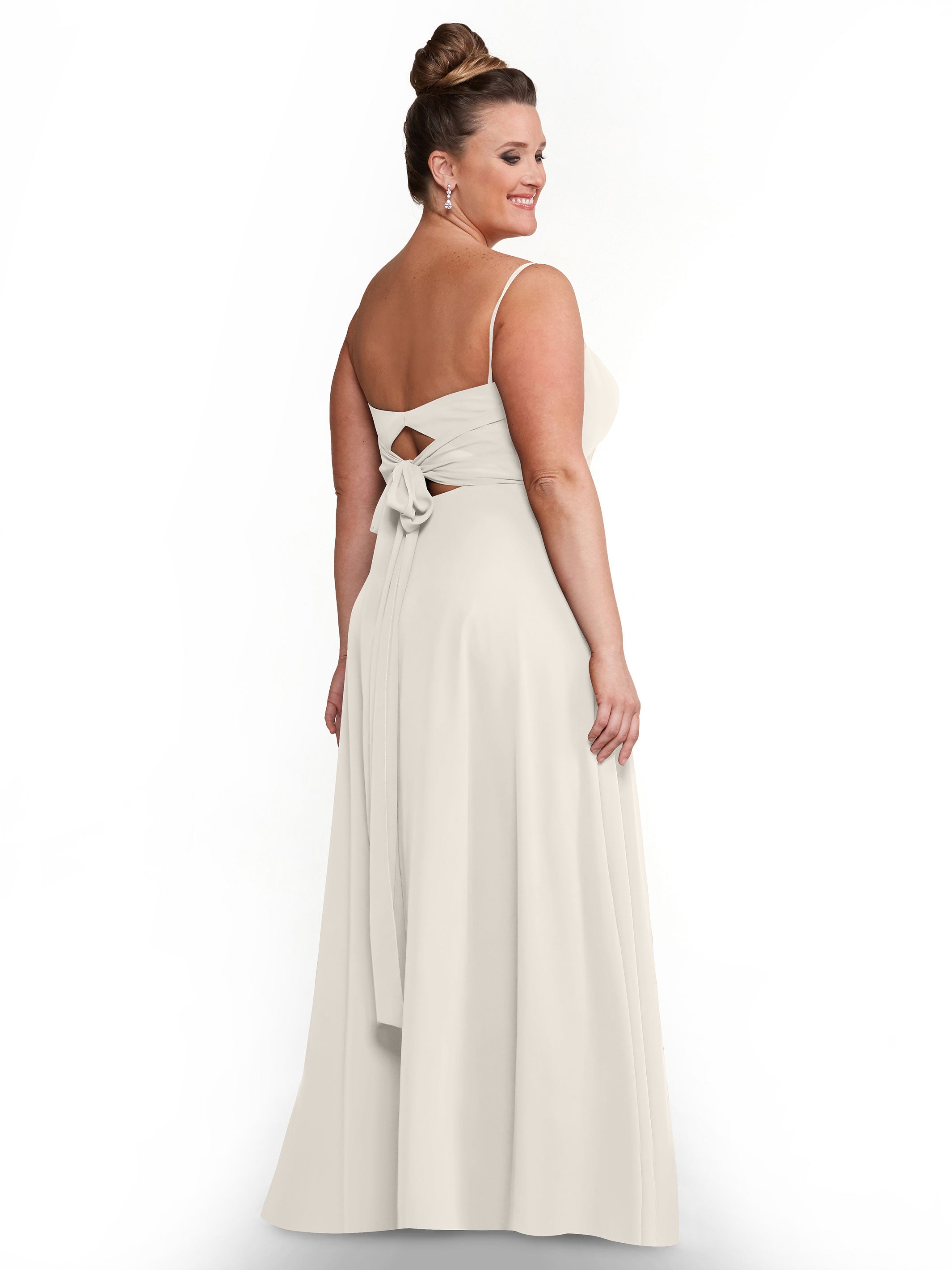 Elegant A-Line Bridesmaid Dress with Flowy Chiffon Skirt & Thigh High Slit - Perfect for Weddings, Formal Events & Special Occasions