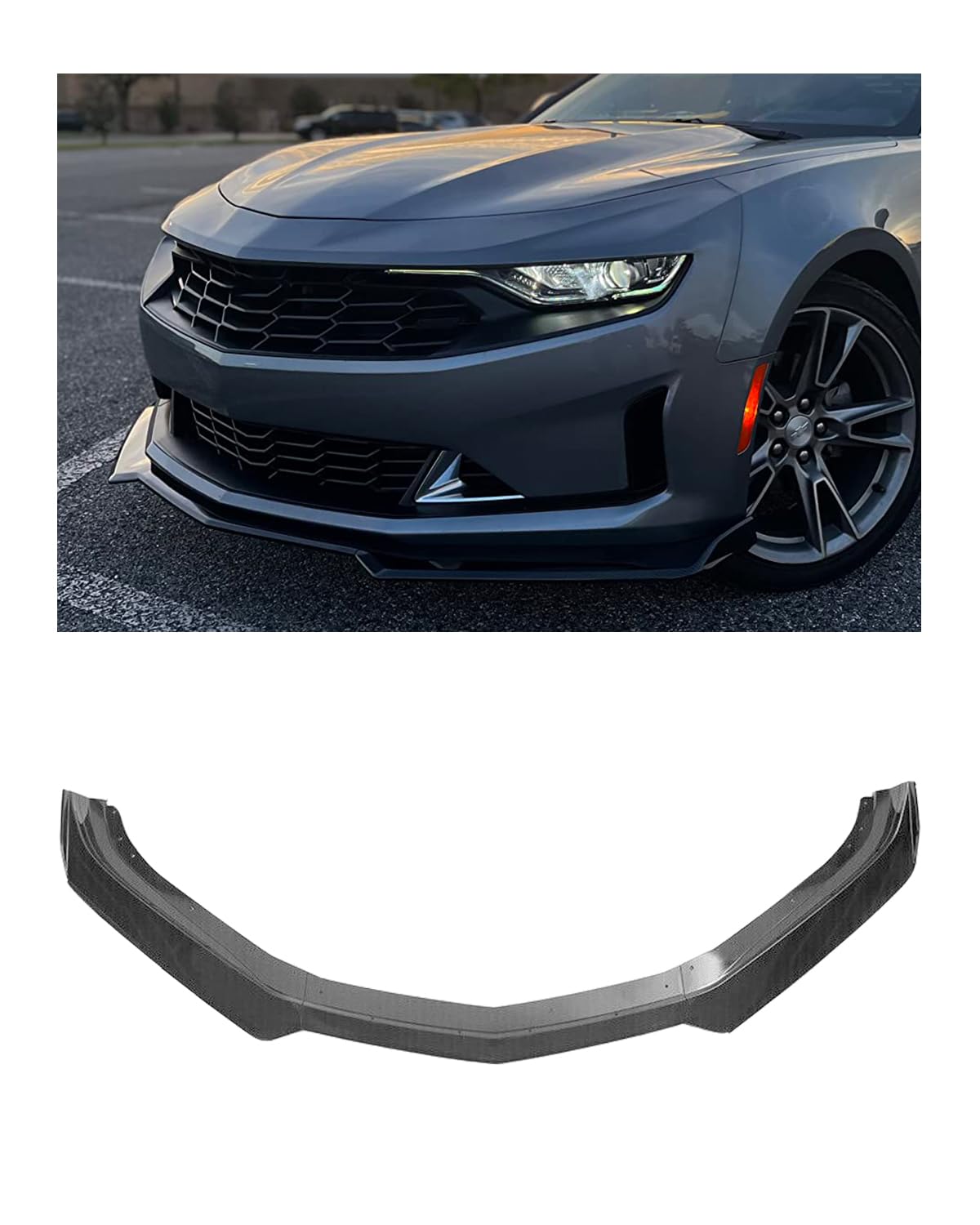 3PCS Front Bumper Lip Spoiler Diffuser Splitter for Chevy Camaro SS 2016-2021 & LS LT RS 2019-2021 - Matte Black Car Body Kit - Enhance Style & Aerodynamics for Street Racing & Car Shows