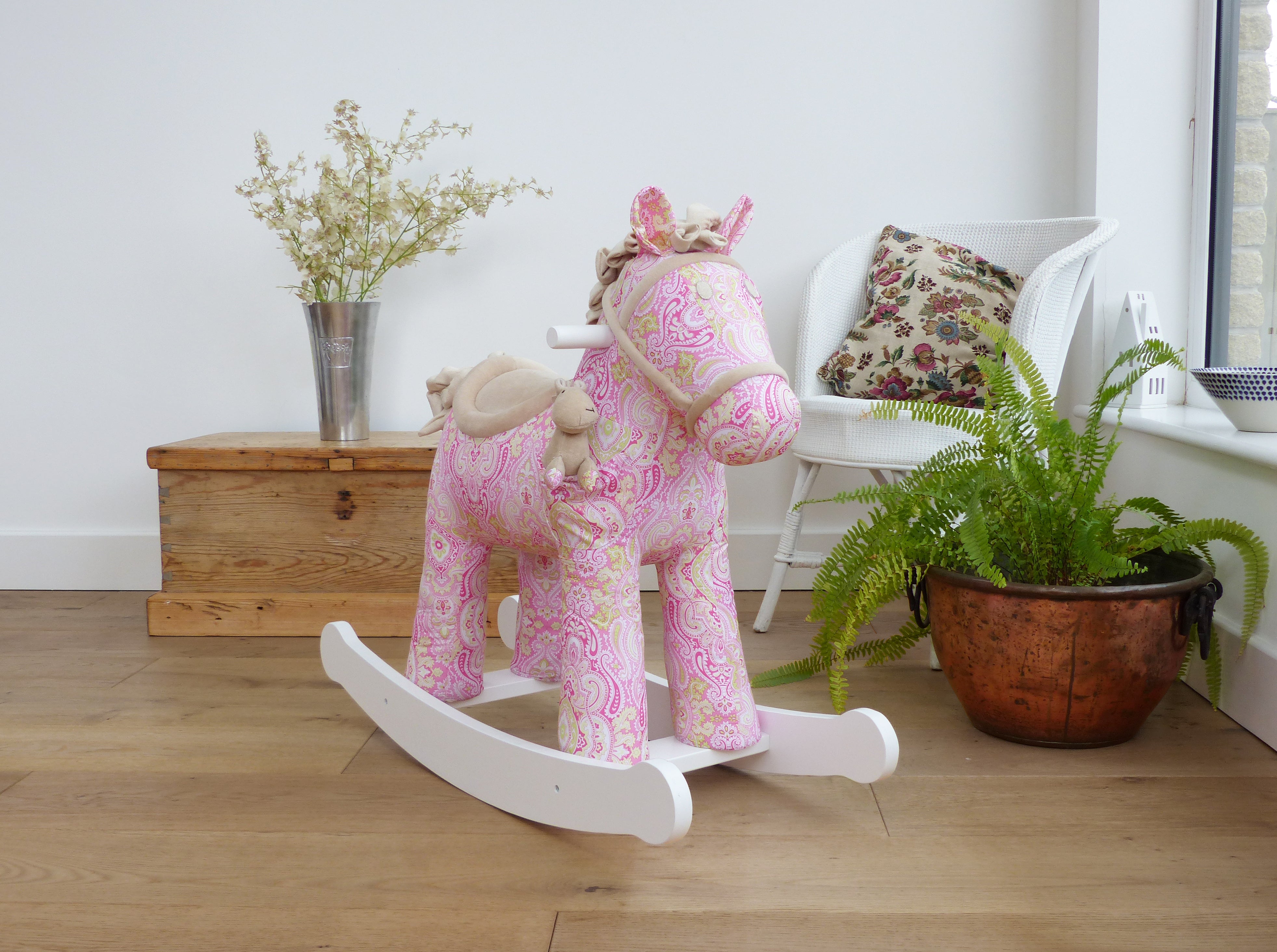 Pixie & Fluff Wooden Rocking Horse for Kids - Classic Nursery Decor & Toddler Ride-On Toy - Perfect for Playrooms, Bedrooms & Gift Giving