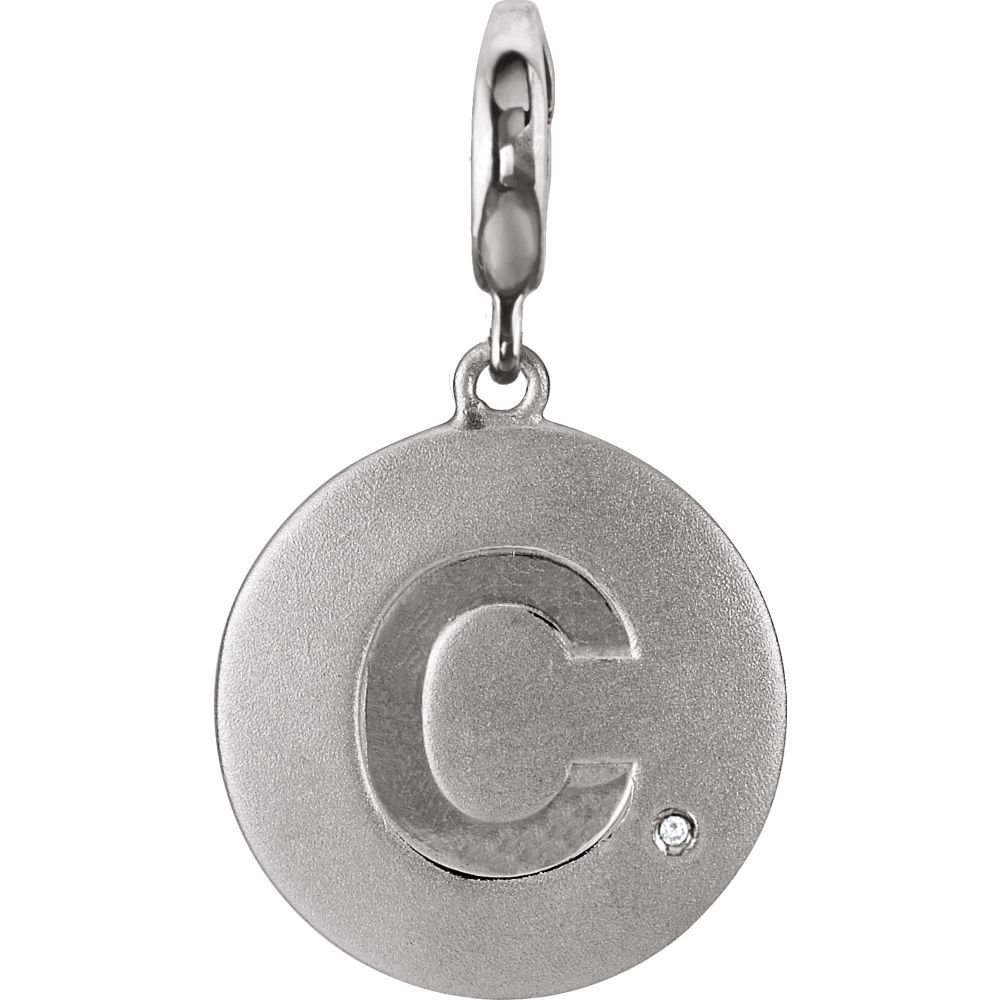 Sterling Silver .005 CT Diamond Initial C Charm Pendant Necklace - Personalized Name Jewelry for Women, Gift for Her, Birthday, Anniversary, Valentine's Day