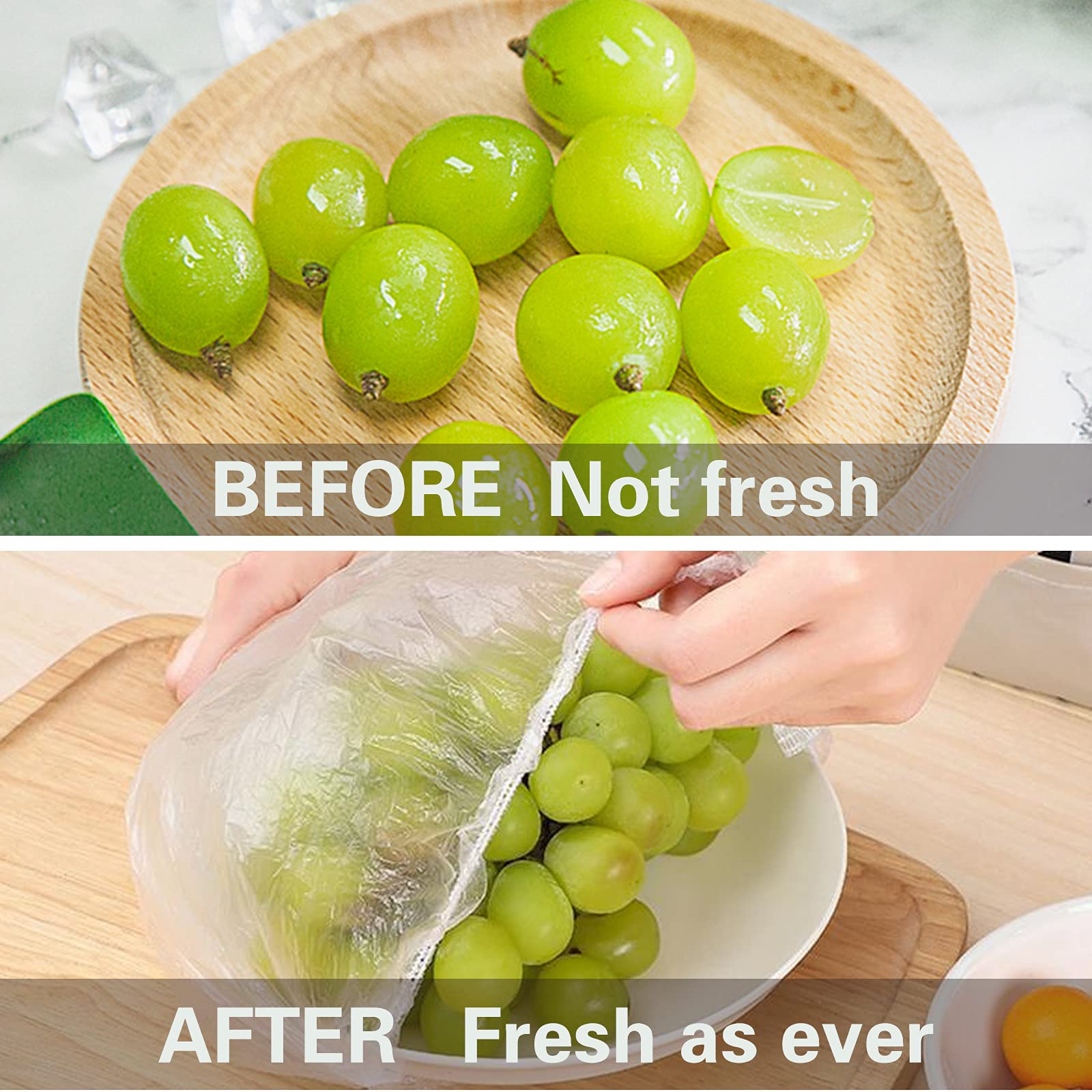 300PCS Reusable Food Storage Bags - Elastic Stretchable Bowl Covers & Plastic Sealing Bags for Leftovers, Meal Prep, Fruits, Vegetables | Airtight Kitchen Wrap Lids for Refrigerator, Freezer & Microwave Safe Use