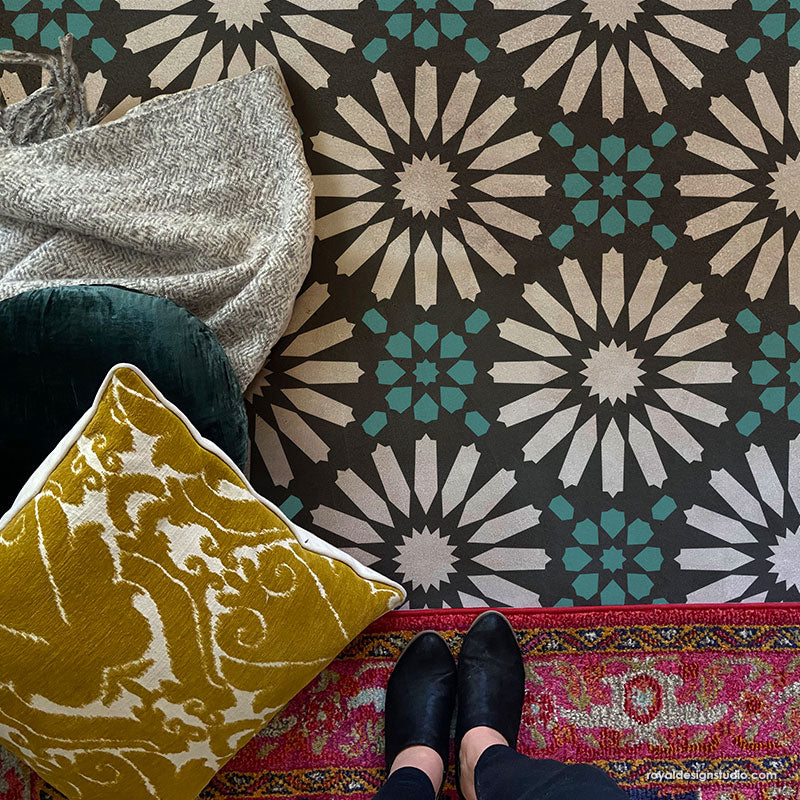 Baraka Tile Stencil - Reusable DIY Floor & Wall Stenciling Kit for Home Decor, Bathroom, Kitchen Backsplash - Perfect for Painting, Mosaic & Geometric Patterns