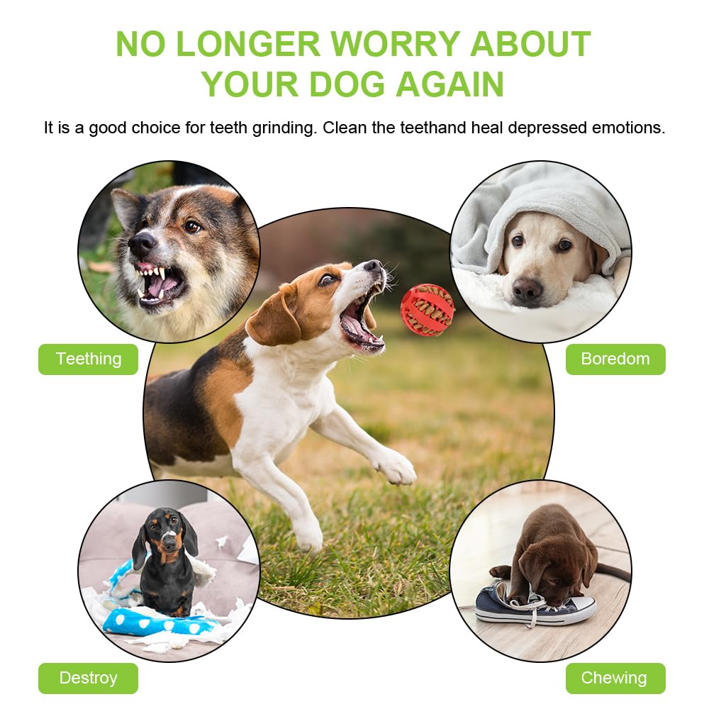 Flintronic 4-Pack Natural Rubber Dog Chew Toy Balls with Mint Flavor - Interactive Puzzle Feeder & Teeth Cleaning Toy for Small to Medium Dogs (5cm) - Perfect for Training, Enrichment & Dental Health