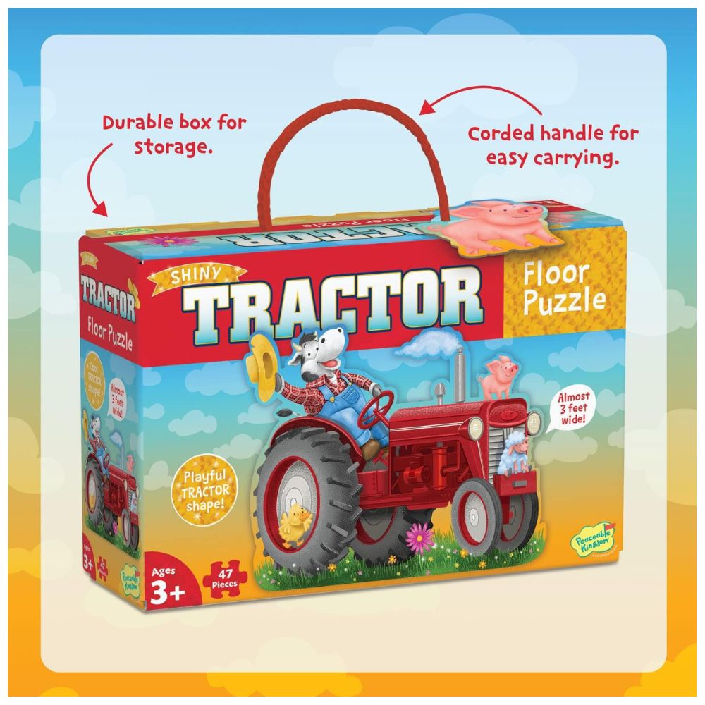 Peaceable Kingdom Shiny Tractor Floor Puzzle for Kids - 24-Piece Educational Farm Toy for Early Learning & Playtime Fun - Perfect for Preschoolers' Cognitive Development & Family Game Night
