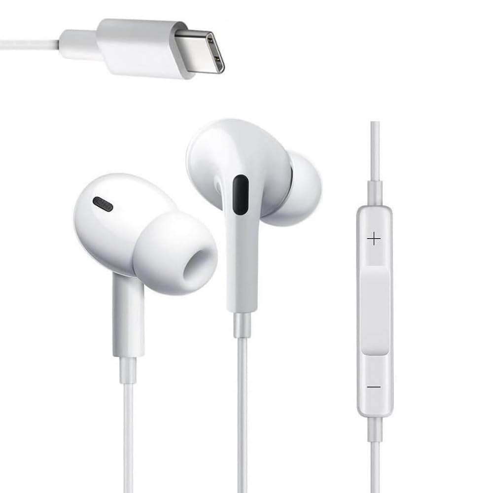 USB C Headphones Wired Earbuds with Microphone, Noise Cancelling in-Ear Earphones for iPhone 15 Pro Max/Samsung S23/Android/iPad Pro - Perfect for Gaming, Workouts & Travel