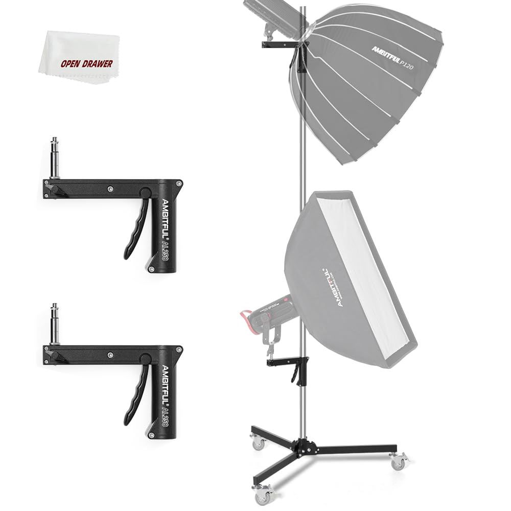 AMBITFUL 7.8Ft Wheeled Mobile Light Stand for Studio Photography - 94 Inch Adjustable Grip Stand Compatible with Strobe & LED Lights - Perfect for YouTube, TikTok & Portrait Shooting