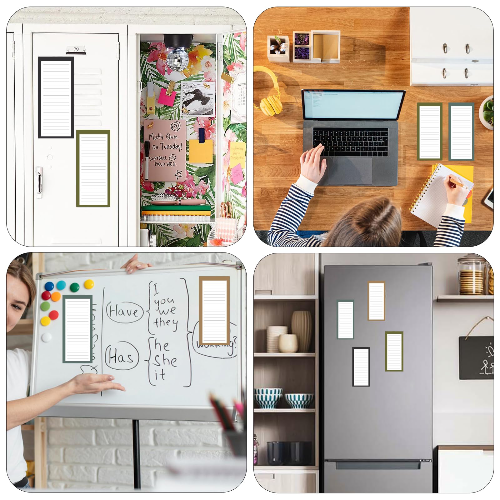 4 Pack Magnetic Notepads for Refrigerator - Large Grocery List Notepad with Full Magnet Back, 200 Sheets Memo Pads for Shopping List, To-Do List & Reminders - Perfect for Kitchen, Office & Home Organization