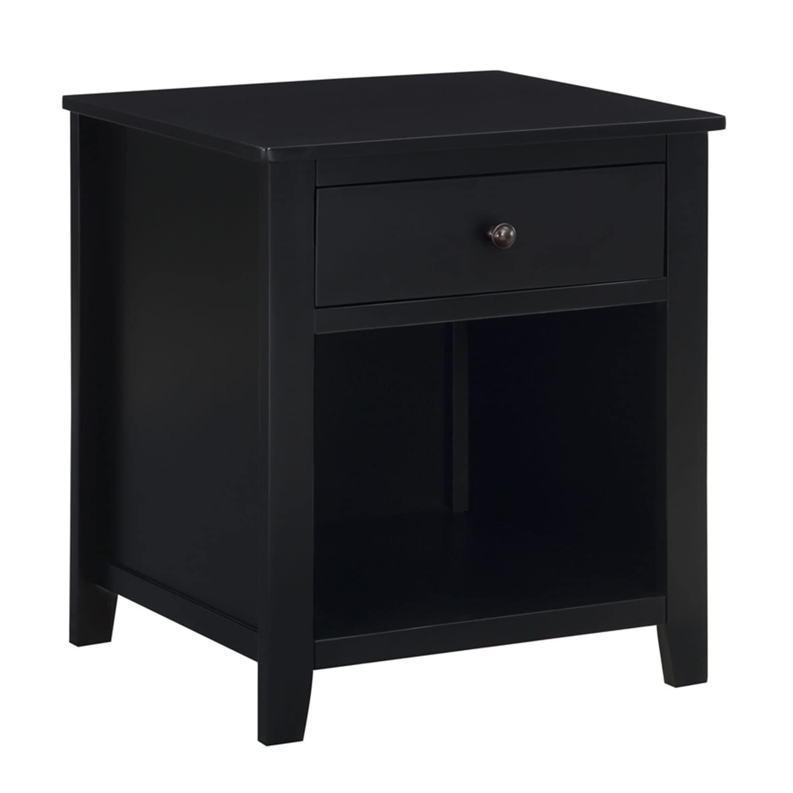 Traditional Wood End Table with 1 Drawer - 24 Inch Nightstand, Side Table for Bedroom - Brown & Black Bedside Table with Storage Shelf - Perfect for Small Spaces, Living Room, Dorm or Guest Room