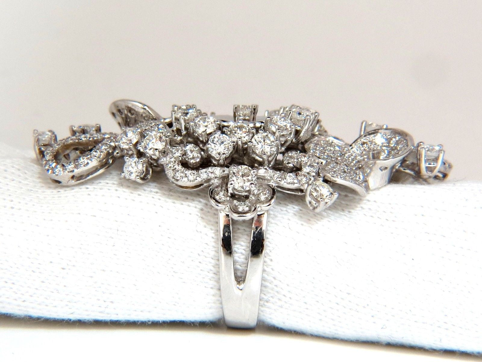 4.00 Carat Natural Brilliant Diamond Floral Cocktail Vine 3D Deco Ring in 18K Gold – Perfect for Weddings, Parties & Special Occasions