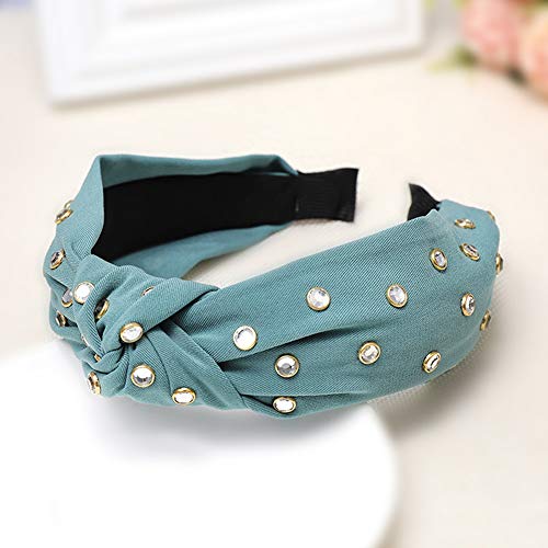 JOY'DAY Rhinestone Mint Green Hair Hoop Headband for Women - Fashion Cross Knotted Bow Hair Accessories for Parties, Weddings & Everyday Wear