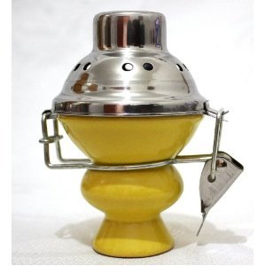 Premium Hookah Shisha Bowl with Stainless Steel Wind Cover - Yellow Ceramic Bowl & Metal Screen for Hookah Nargila - Perfect for Home Relaxation & Outdoor Hookah Parties