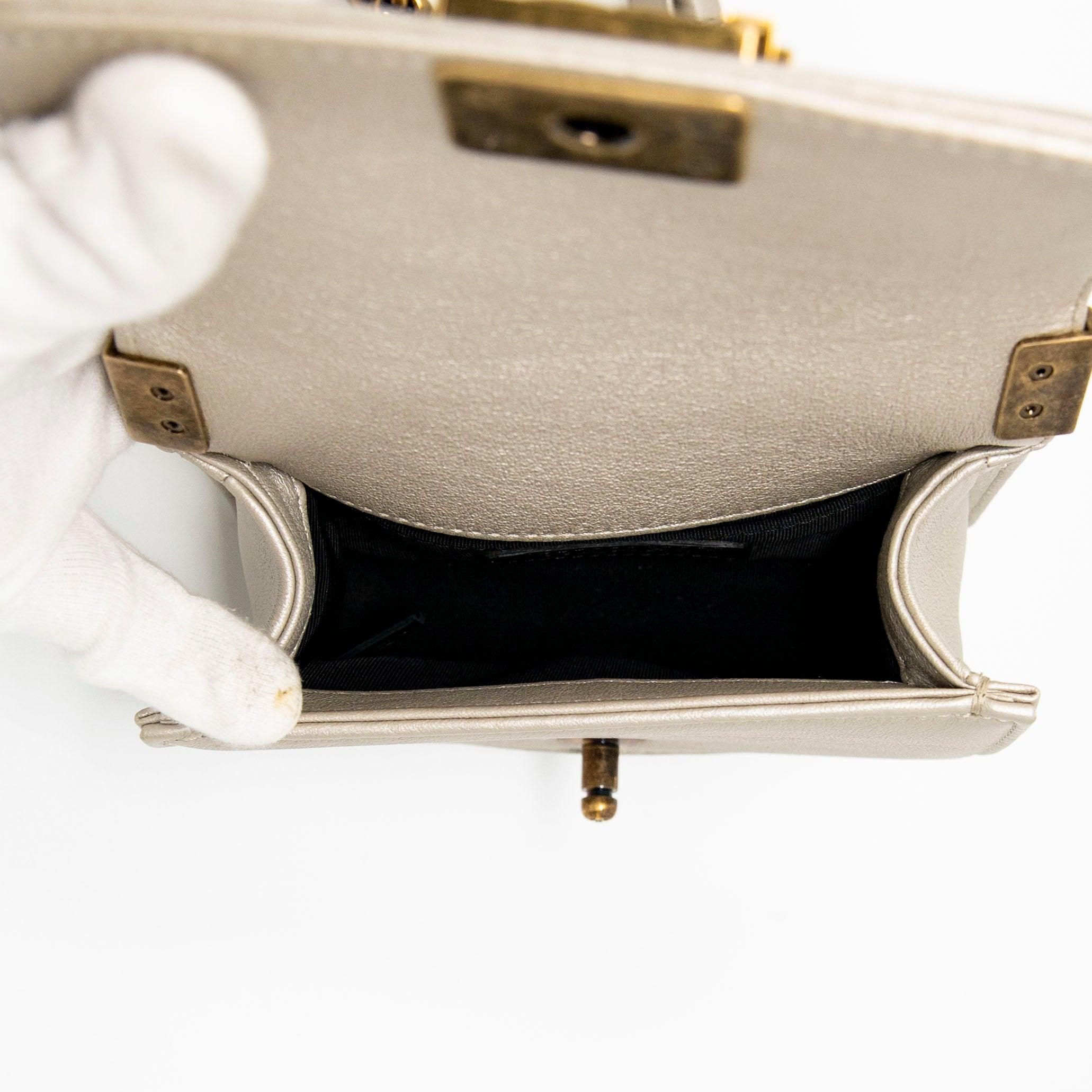 Chanel Metallic Mini Scaled Boy Bag - Luxury Crossbody Bag for Women | Perfect for Evening Parties, Date Nights & Special Occasions