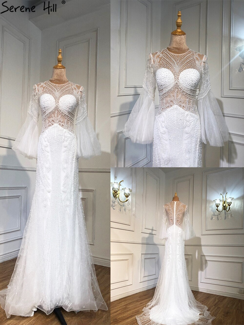 Luxury Beaded Muslim Evening Gowns for Women - Elegant Mermaid Caramel Dresses for Parties & Special Occasions | Serene Hill LA70289 | Perfect for Weddings, Galas & Formal Events