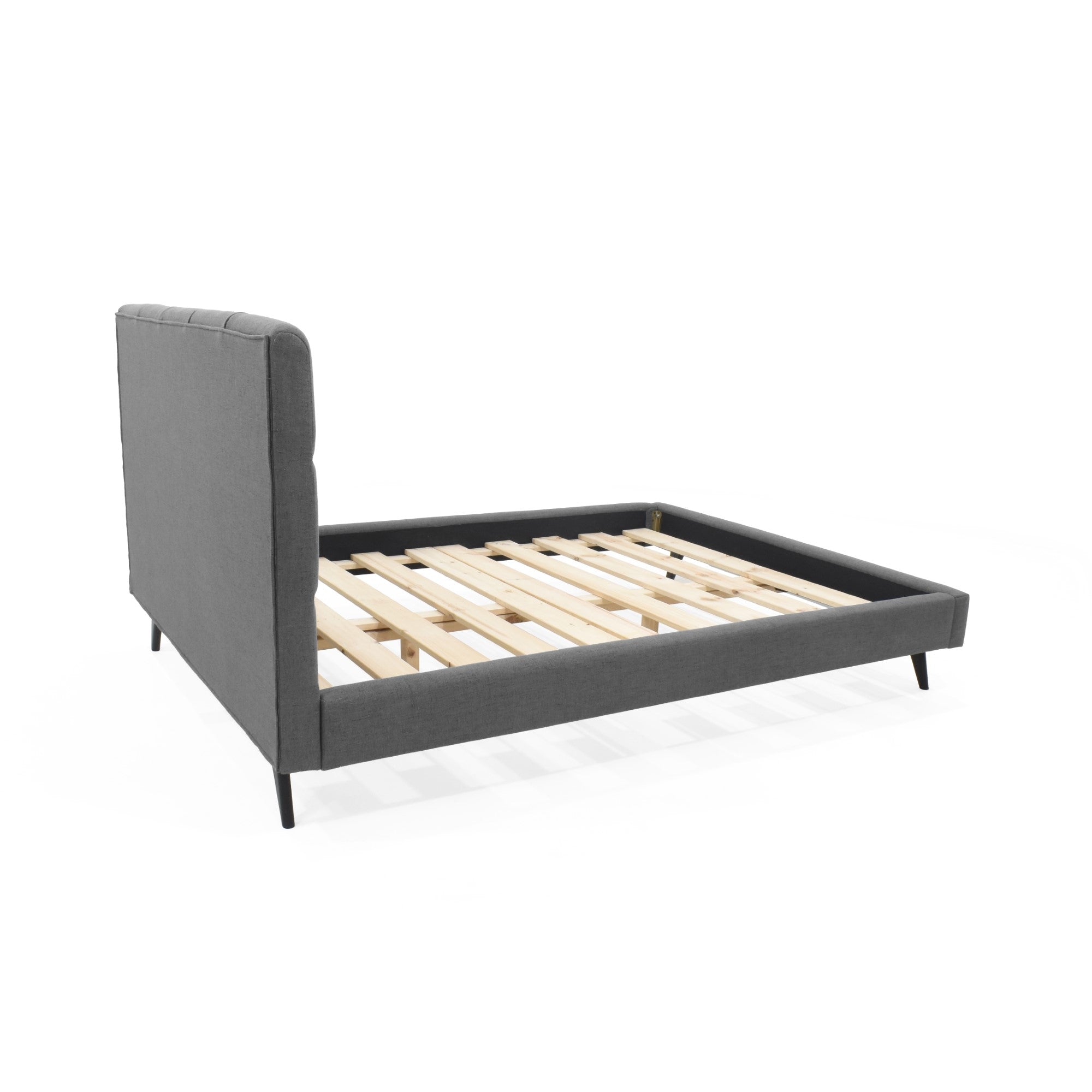 Brend Grey and Black Bed Frame 61x43 Inches for Double Mattress 55x75 Inches with Headboard - Perfect for Modern Bedrooms and Guest Rooms