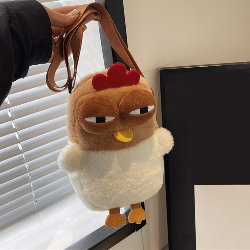 Soft Plush Chicken Shoulder Bag for Women & Kids - Cute Coin Purse & Small Items Organizer - Fashion Crossbody Satchel for Daily Use, Travel, and School Accessories